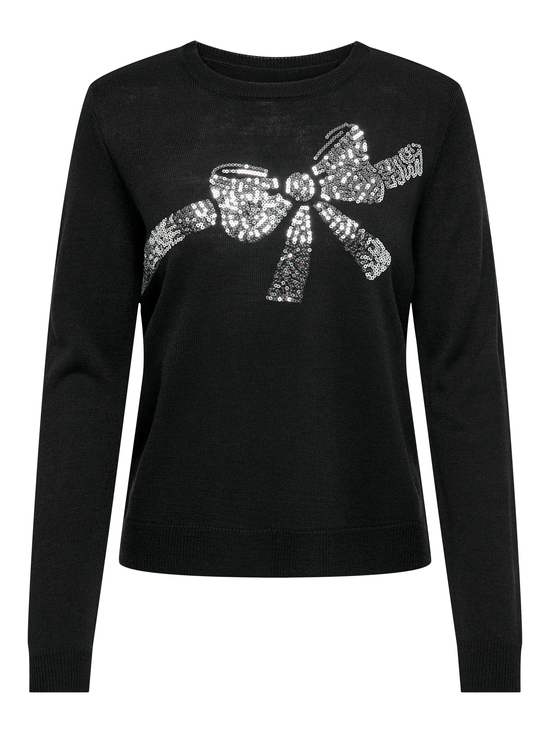 Weihnachtspullover »ONLXMAS SEQUINS BOW LS O-NECK EX KNT«