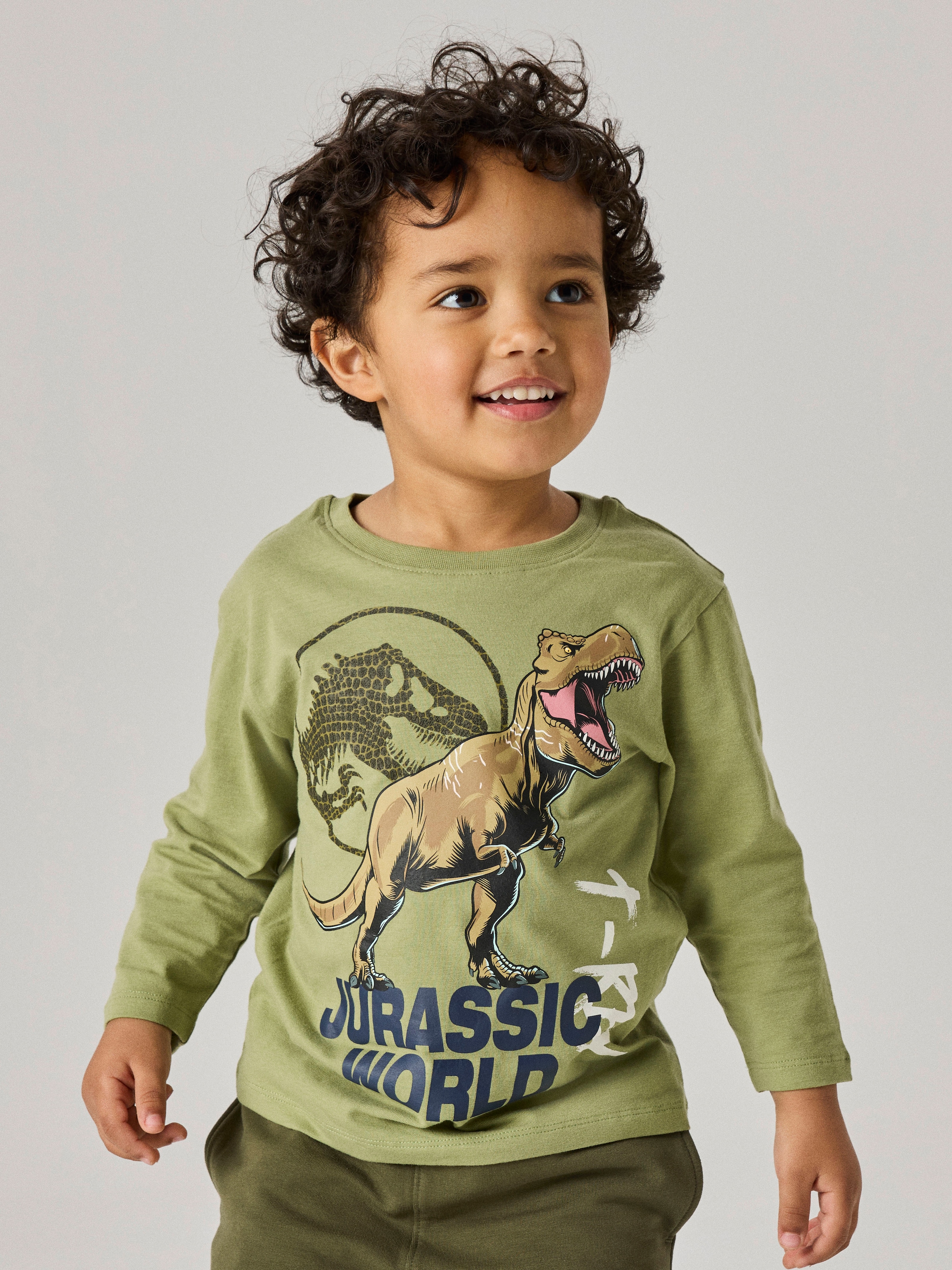 Image of Name It Langarmshirt "NMMOTTI JURASSIC LS NREG TOP BOX SKY" Baumwollmischung, regular fit