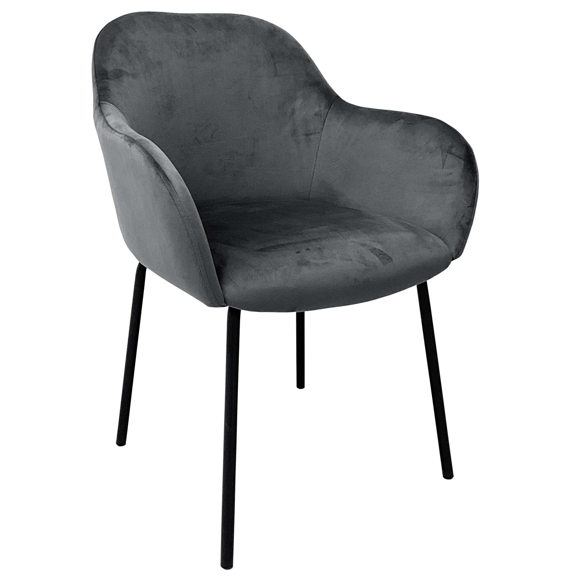 GOODproduct Chaise de salle à manger »Dannika« () pflegeleichter Veloursstoff, schwarze Metallbeine, Sitzbreite 41 cm