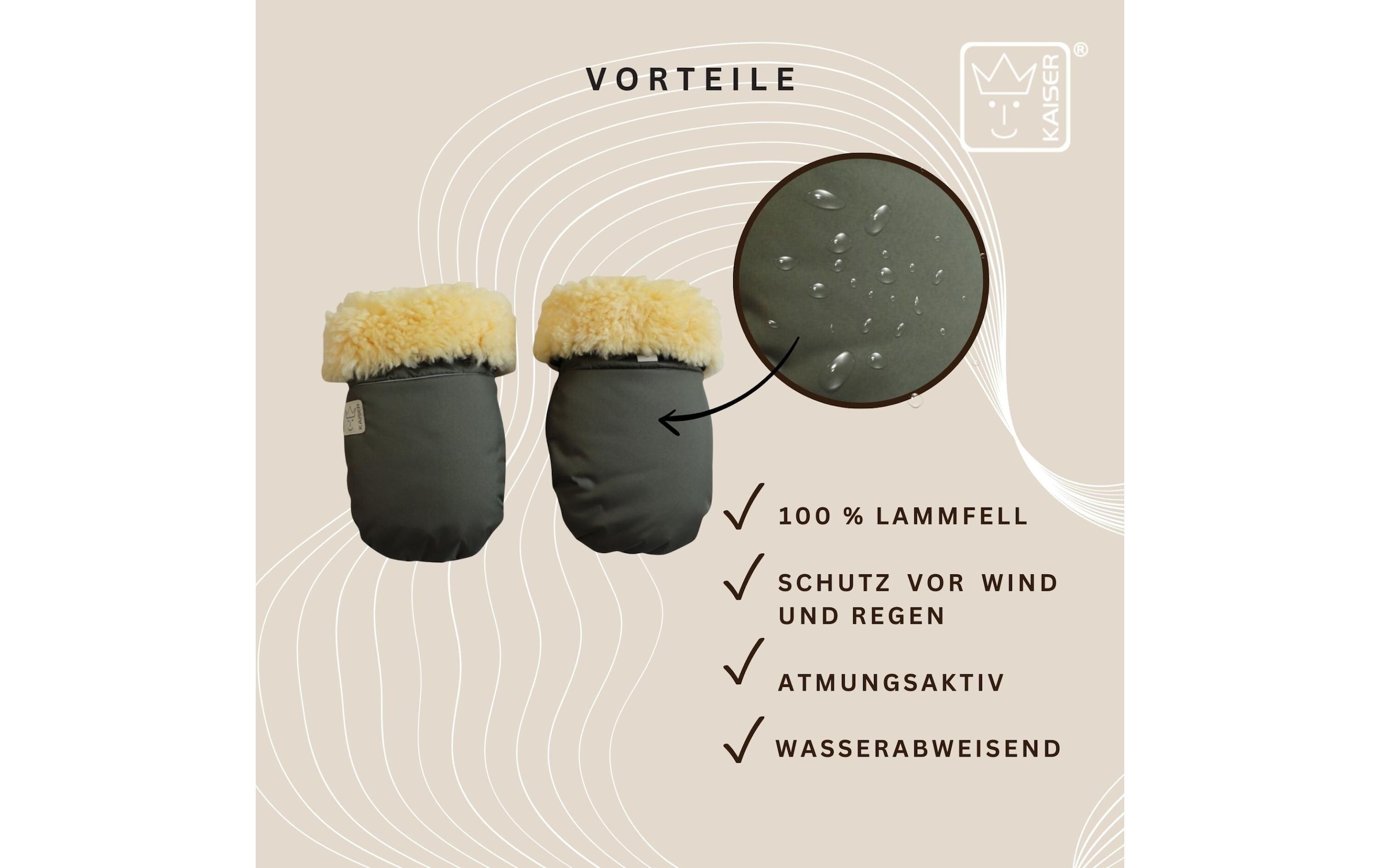 Kaiser Chauffe-mains pour poussette »Handschuh Reflect Kiwa«