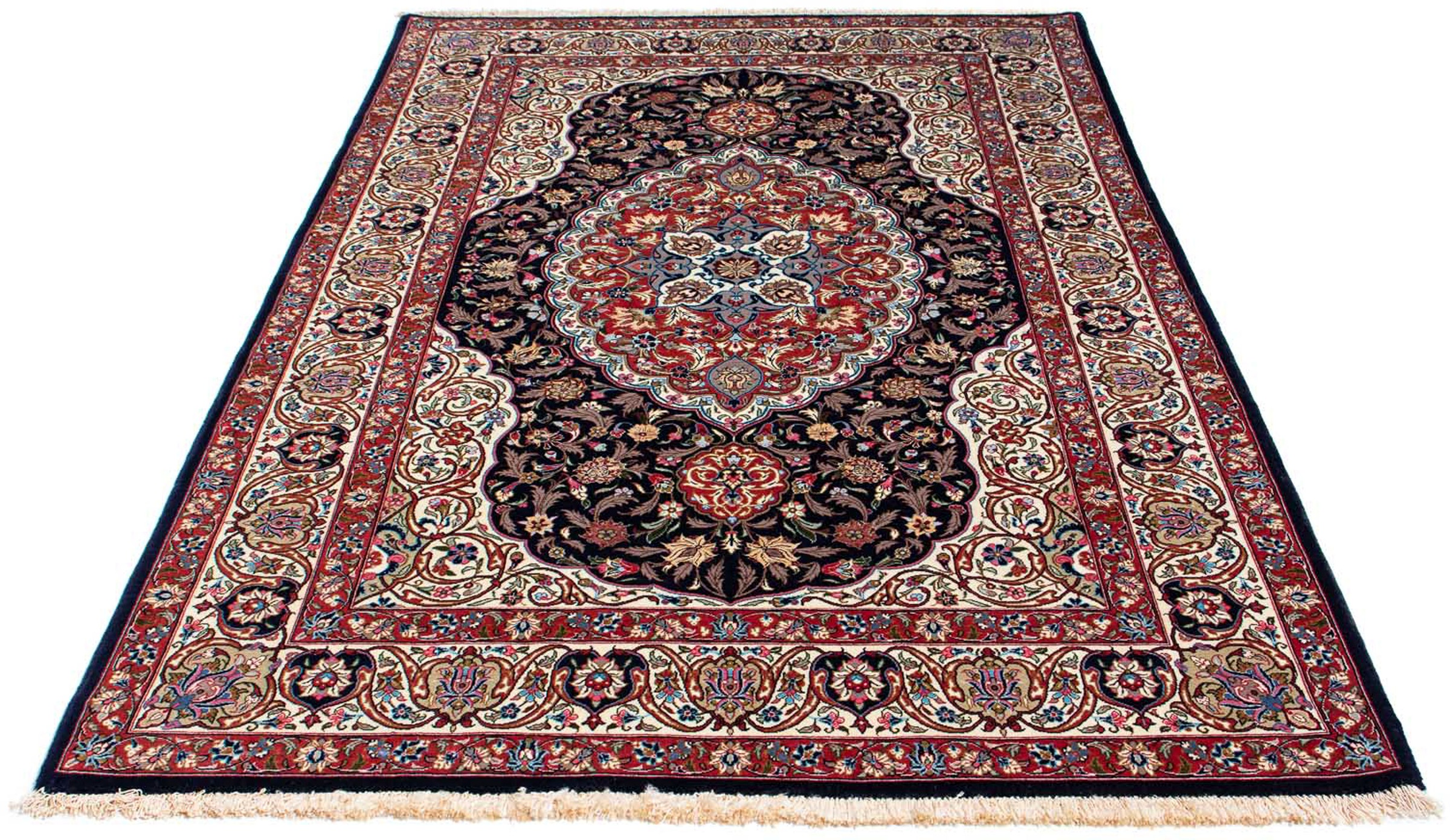 Image of morgenland Orientteppich »Perser - Ghom - 212 x 134 cm - dunkelblau«, rechteckig, 10 mm Höhe, Wohnzimmer, Handgeknüpft, Einzelstück mit Zertifikat bei Ackermann Versand Schweiz