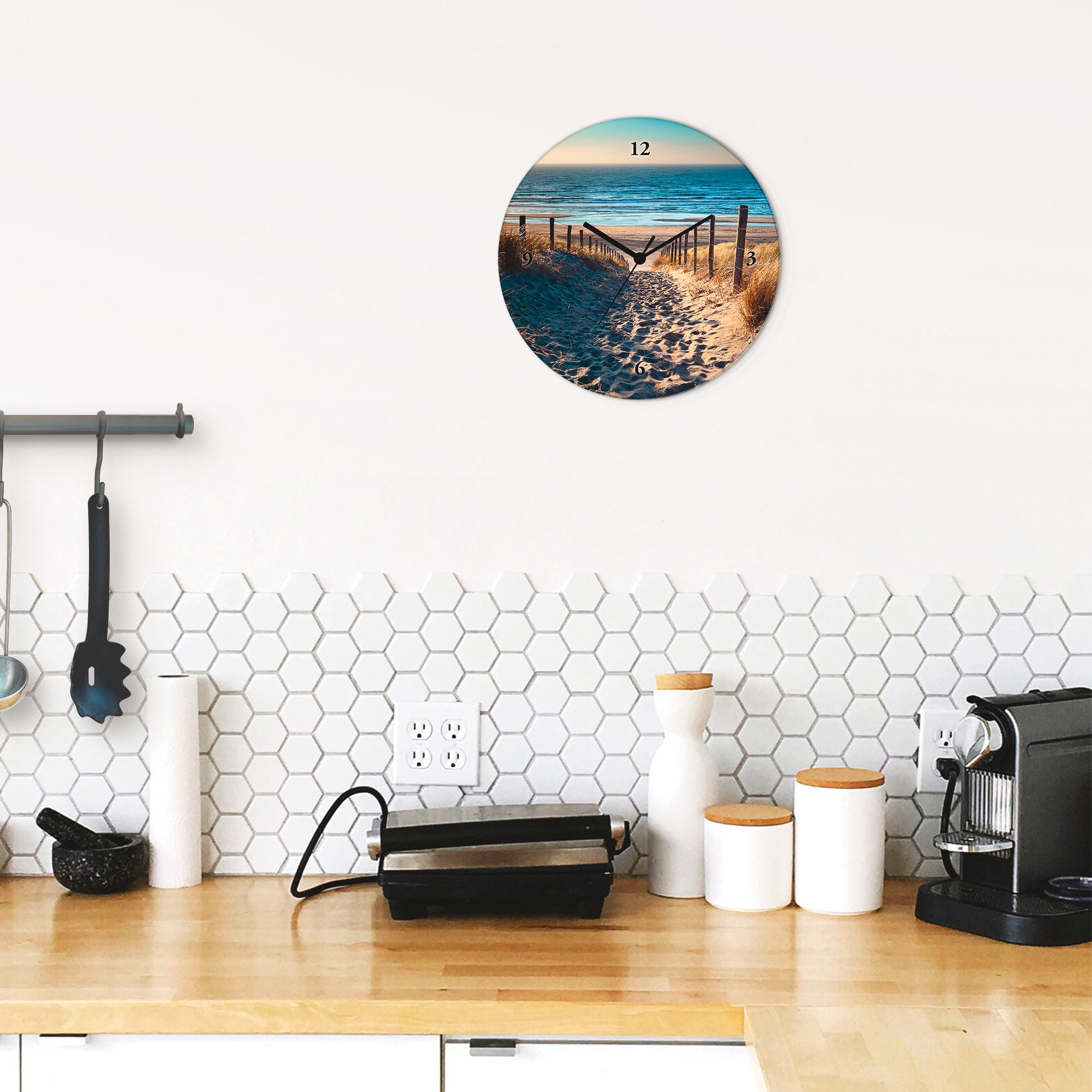 Artland Wanduhr »Weg zum Nordseestrand Sonnenuntergang« wahlweise mit Quarz- oder Funkuhrwerk, lautlos ohne Tickgeräusche