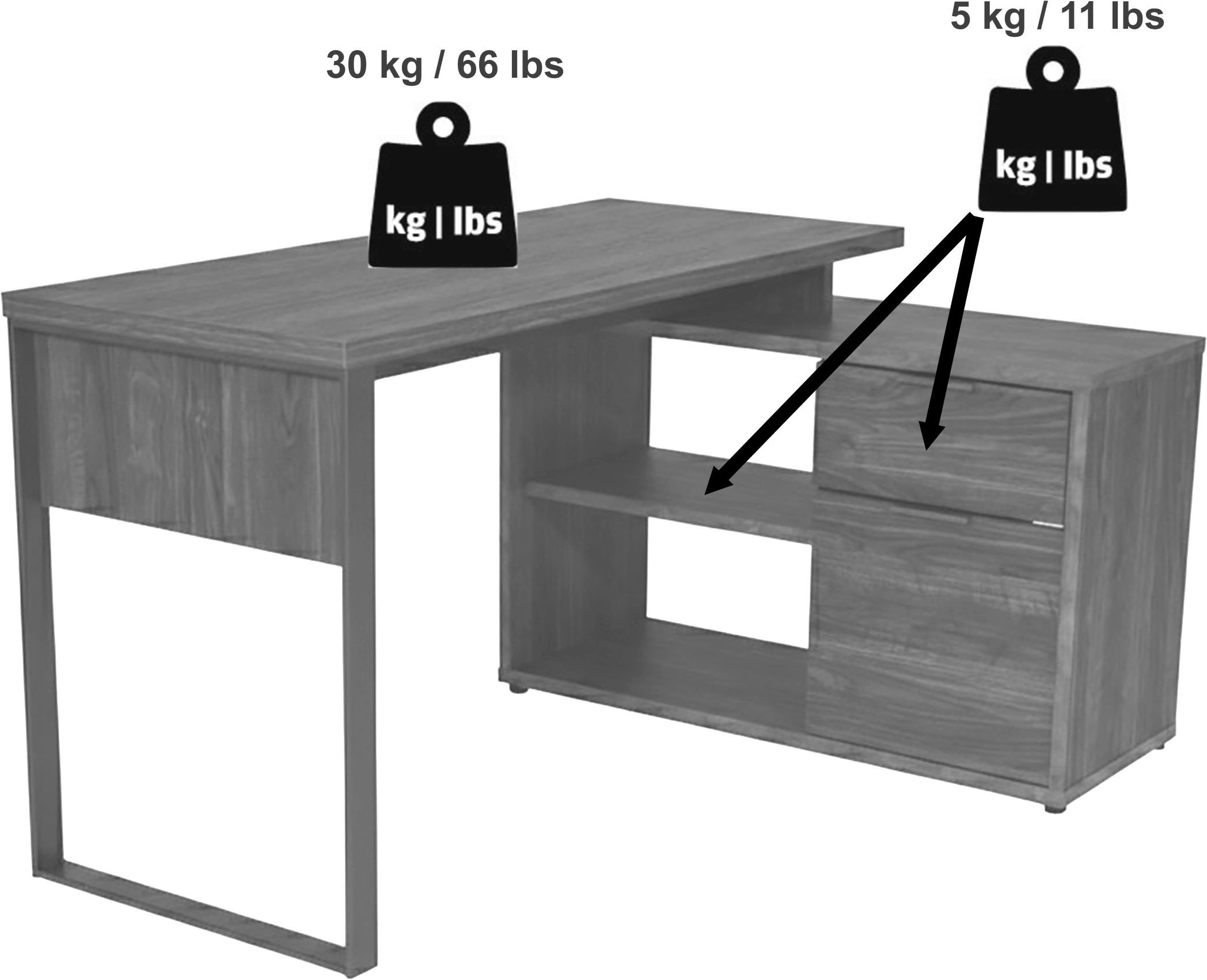 Jahnke Bureau d'angle »LOOP C 140 E« Bureau d'angle, 1 compartiment ouvert, 1 tiroir + 1 porte, largeur : 140 cm