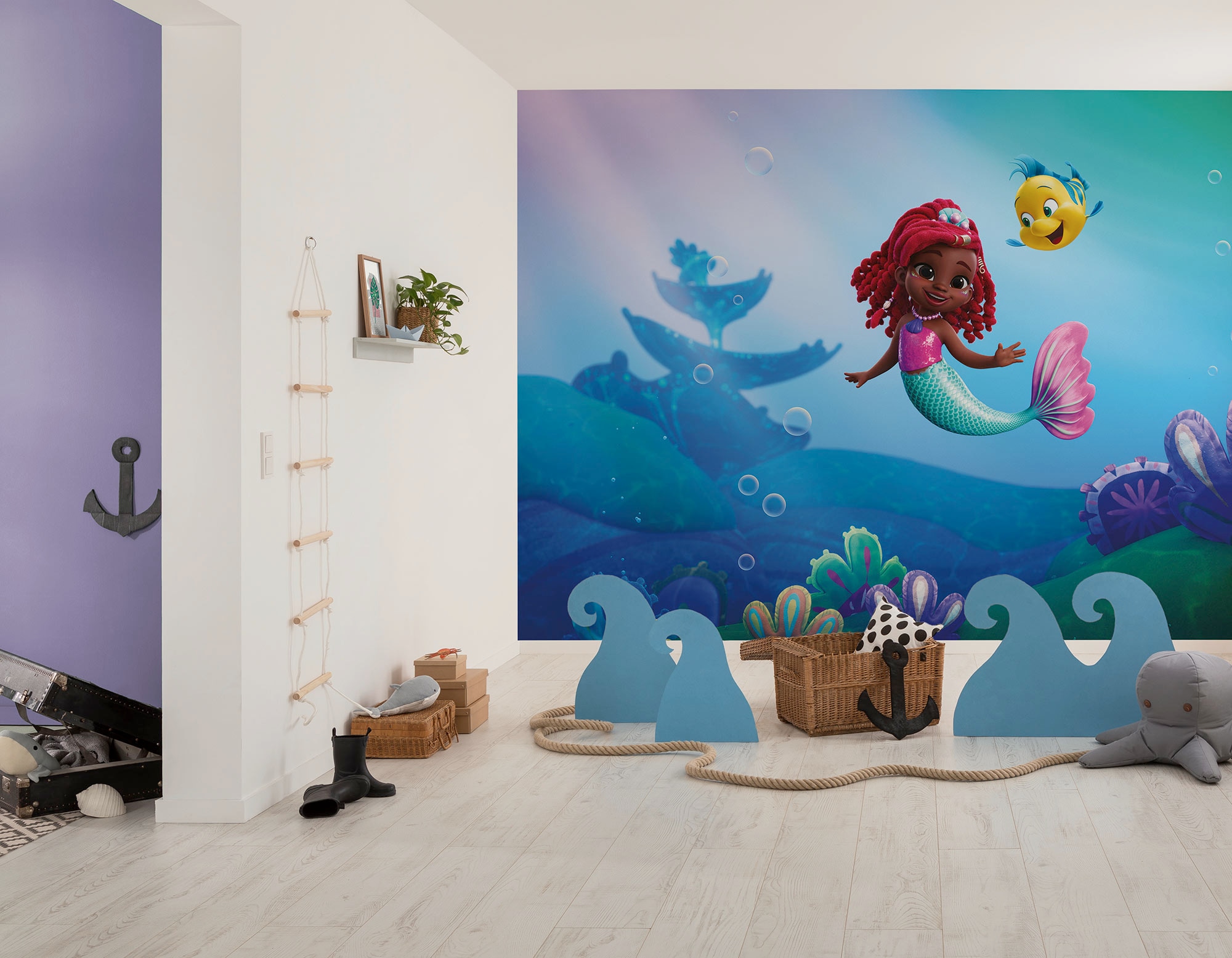 Image of Komar Kindertapete "Disney Ariel Junior Friends" bedruckt glatt