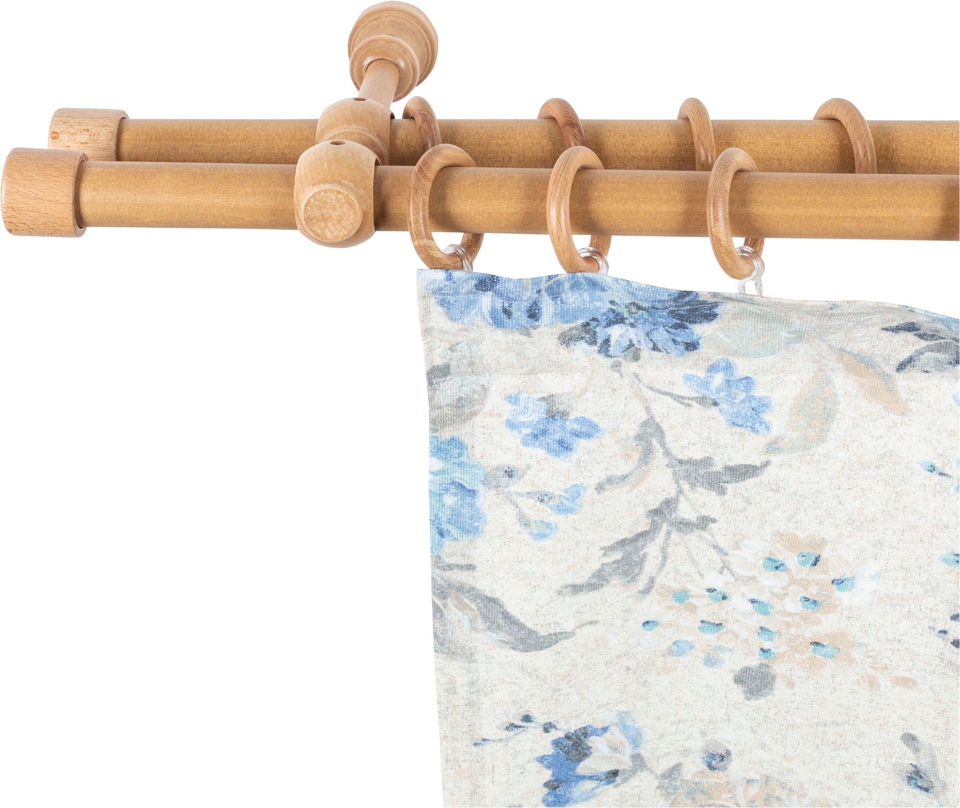 SN DECO GROUP Gardinenstange »Cafiro« 2 läufig-läufig Fixmass 28 mm, Holz, verschiedene Längen und Farben, Komplettset