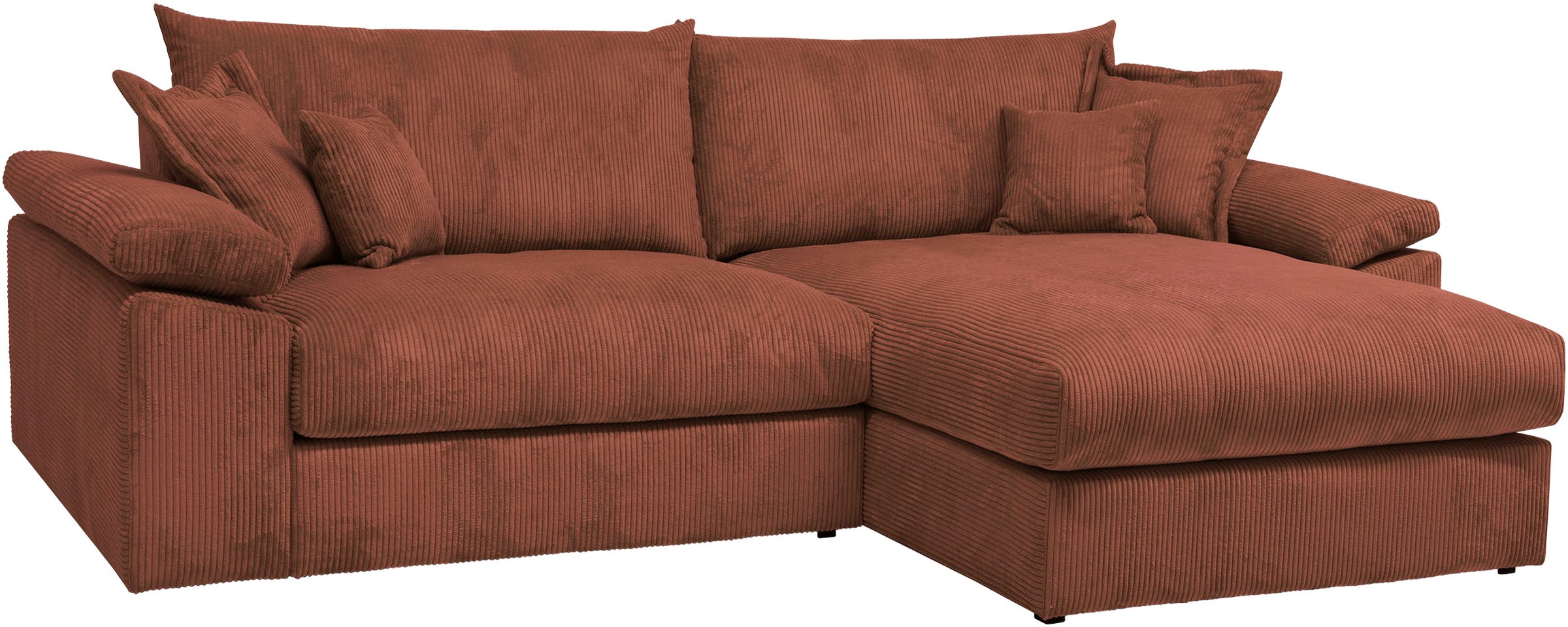 OTTO home Ecksofa "Soft&Cosy XXL L-Form, B: 303 cm - OTTO. Verlässliche Qualität." Mega-Sofa, Cord oder Chenille-Struktur, mit Federkern & 4 Zierkissen