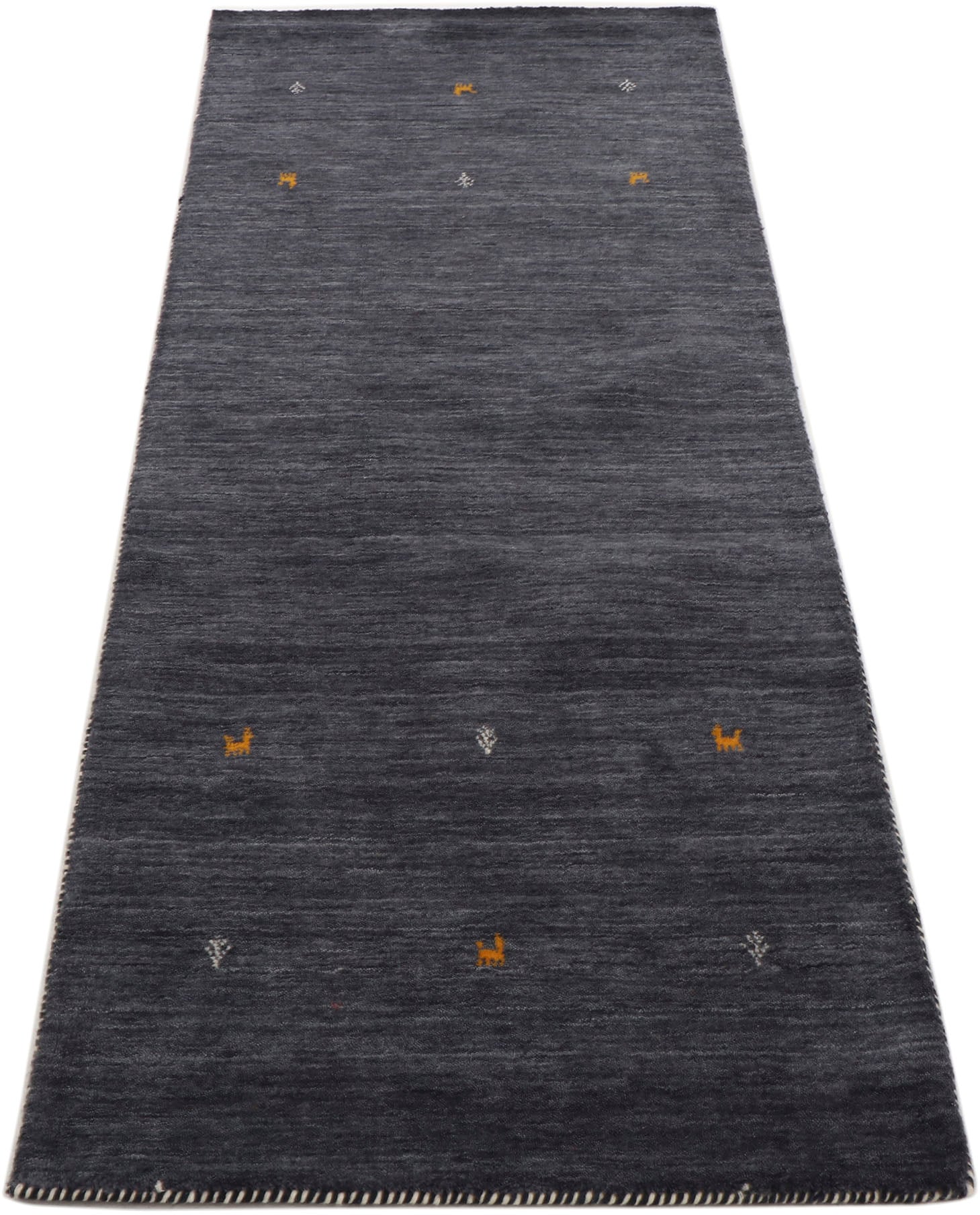 carpetfine Wollteppich »Gabbeh Uni, auch als Läufer erhältlich«, rechteckig, 15 mm Höhe, reine Wolle, handgewebt, Gabbeh Loom Tiermotiv, grosse Farbauswahl