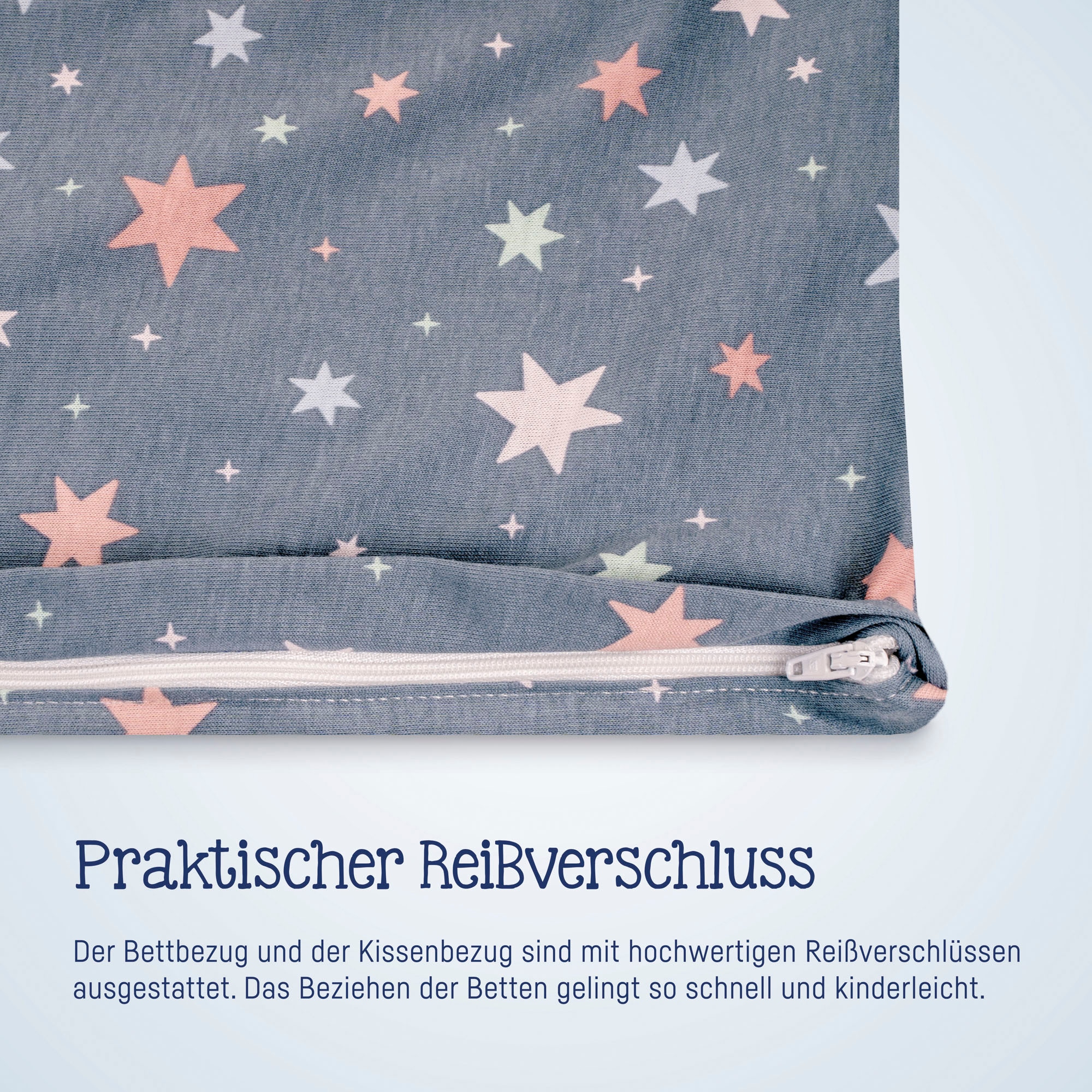 Julius Zöllner Kinderbettwäsche »Baby- und Kinderbettwäsche aus 100% Jersey-Baumwolle«, (2 tlg.), erhältlich in den Grössen 80x80+35x40cm und 100x135+40x60cm