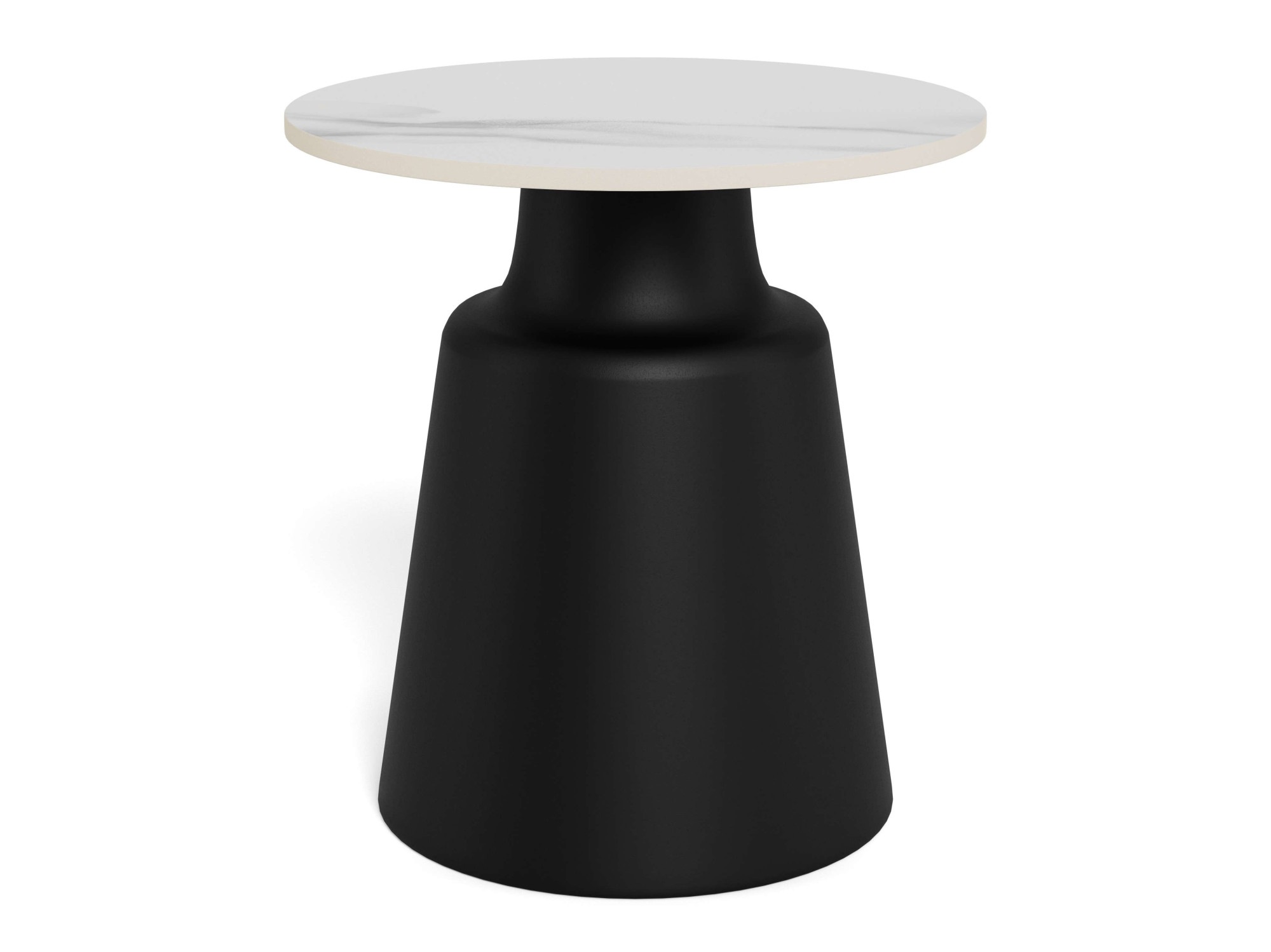 Image of ACTONA GROUP Couchtisch "Santorini Beistelltisch – modern & kompakt, langlebige Keramikplatte" Pflegeleicht, weisse Unico-Keramik, schwarzes Stahlgestell, Ø: 45 cm
