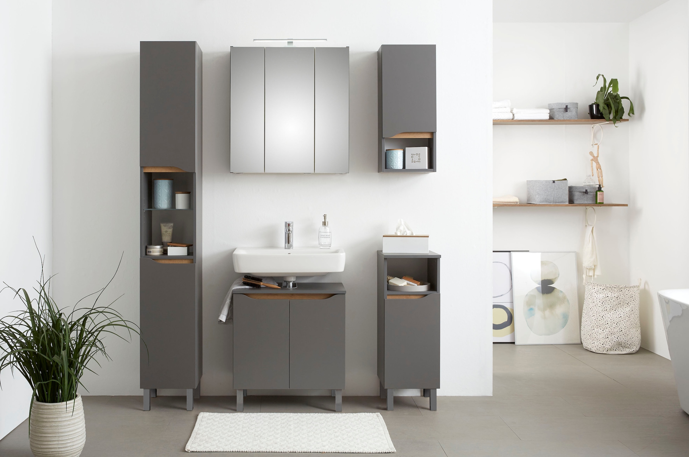 Saphir Armoire basse »Quickset Badschrank mit 1 Tür, 1 Einlegeboden, 30 cm breit« Meuble sous-lavabo avec amortisseur de porte, sans poignée