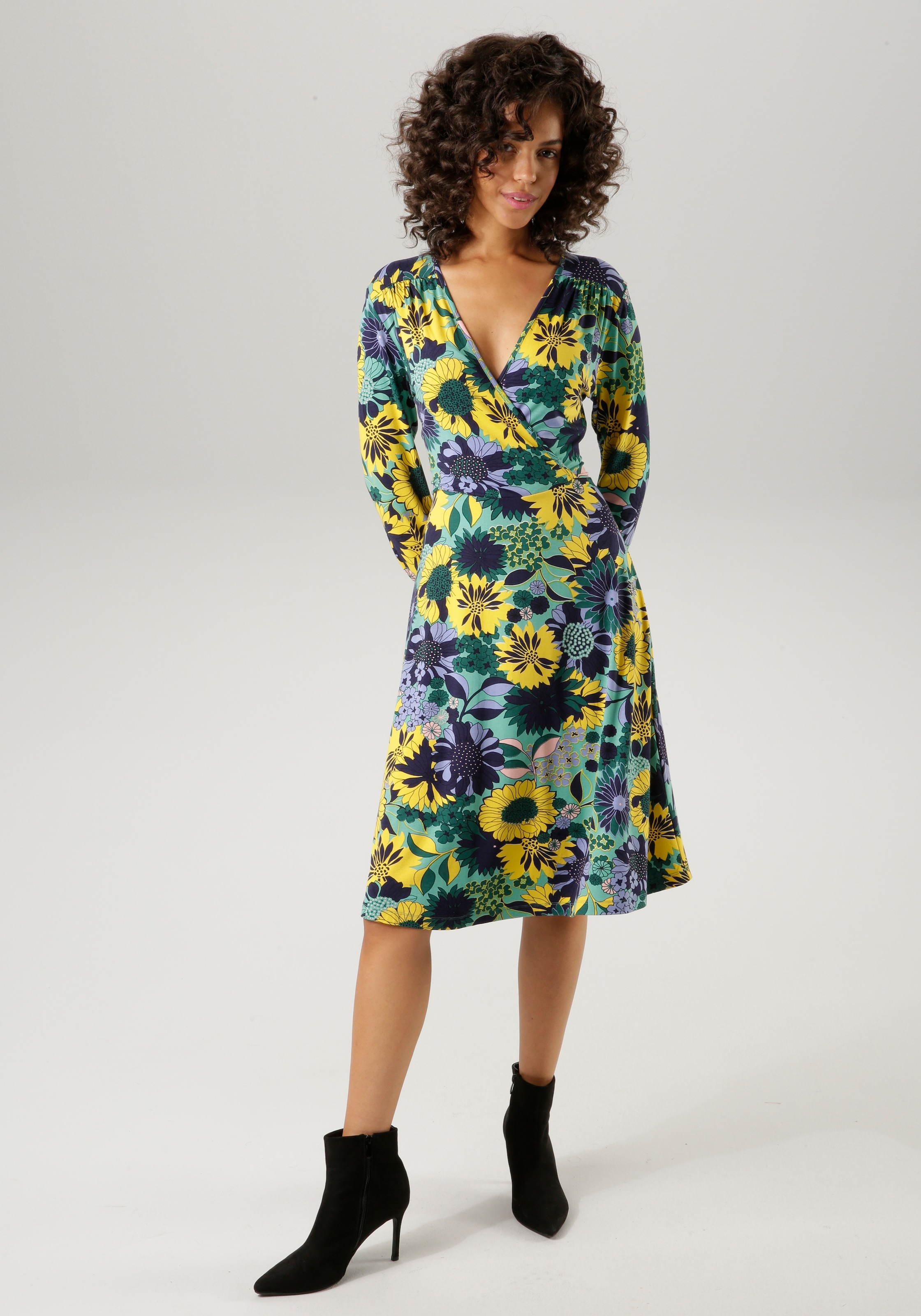 Image of Aniston CASUAL Jerseykleid mit V-Ausschnitt in Wickel-Optik