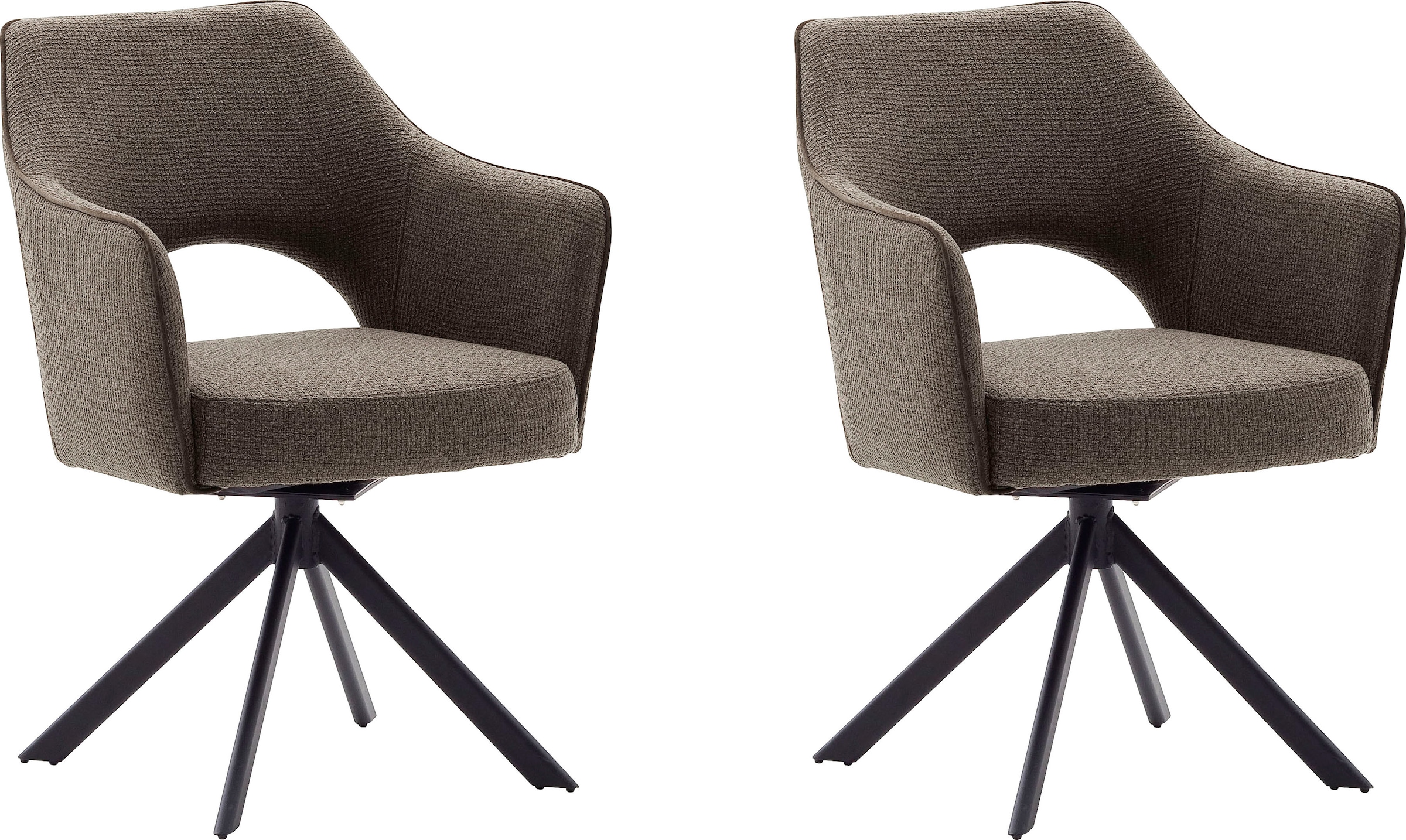 MCA furniture 4-Fussstuhl »Tonala«, (Set), 2 St., Velourstoff grob, (2er-Set), 180° drehbar, Belastbarkeit 120 kg, Sitzhöhe ca. 49 cm