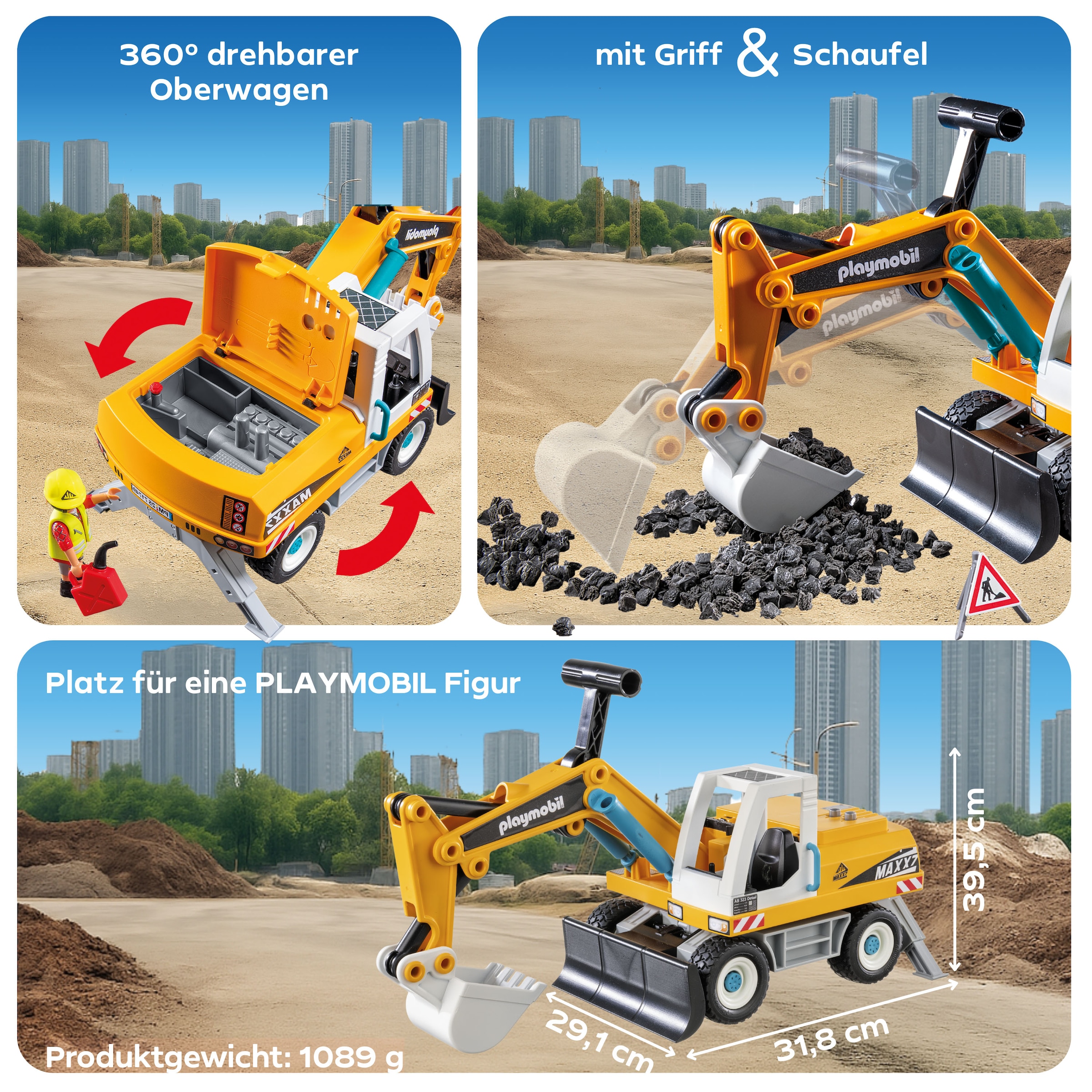 Playmobil® Konstruktions-Spielset »Grosser Bagger (71749), Playmobil Action Heroes« Made in Germany