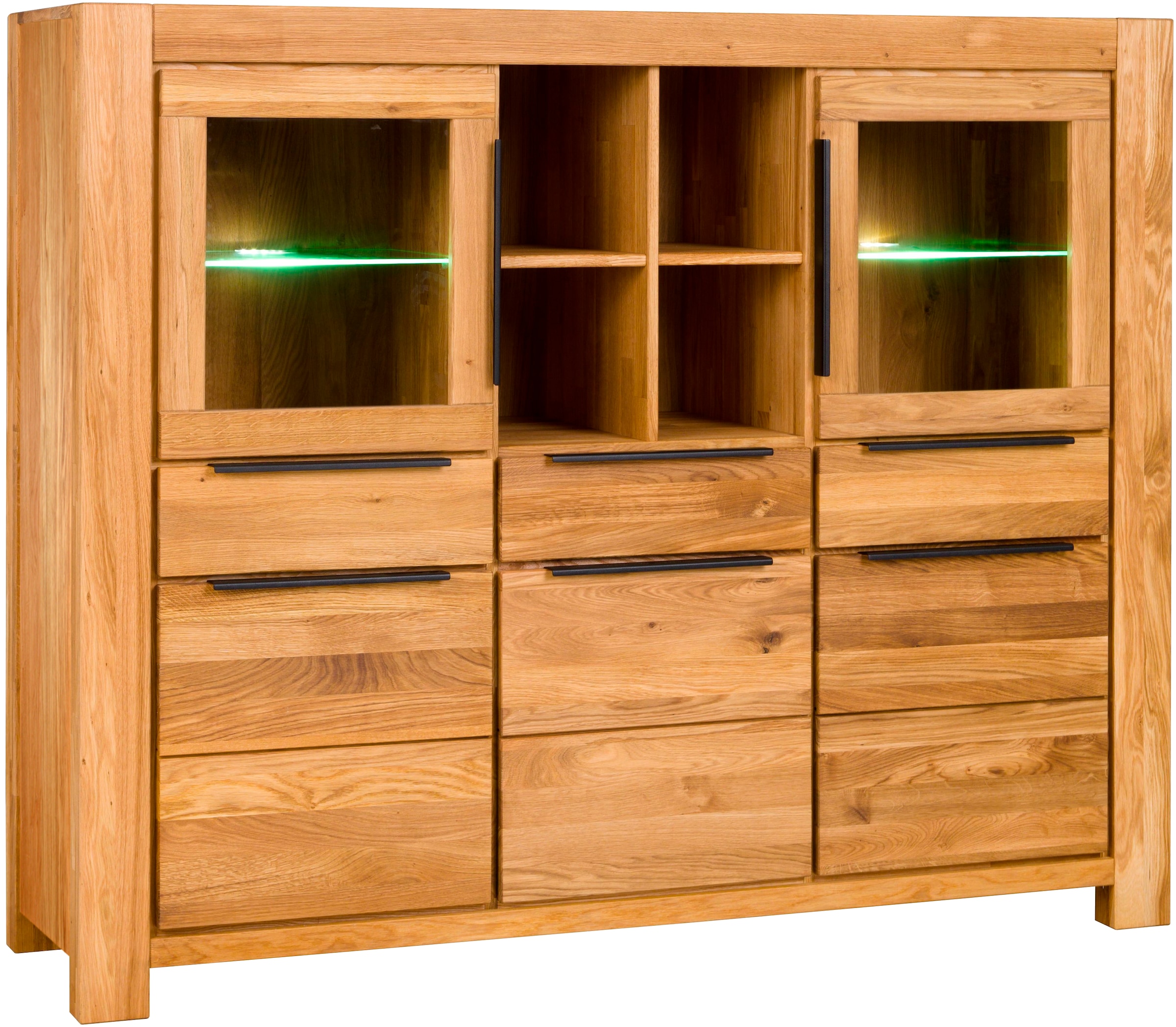 Image of Home affaire Highboard mit stylischen Schwarzen Akzenten, 3 Schubladen, 14 Fächer.