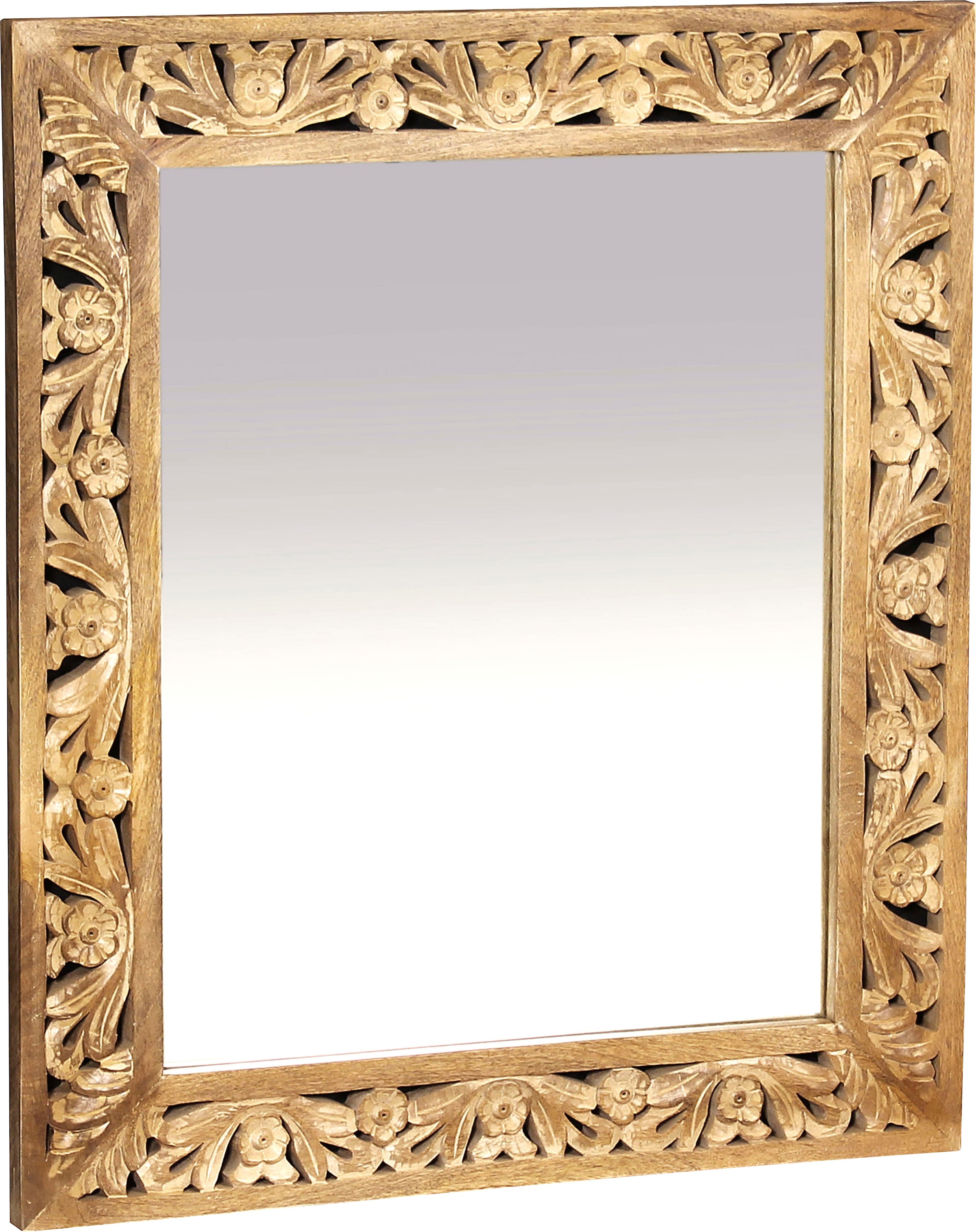 SIT Miroir mural »Galle aus Mangoholz mit kunstvollen Schnitzereien« chaque miroir est unique avec une façade façonnée artisanalement