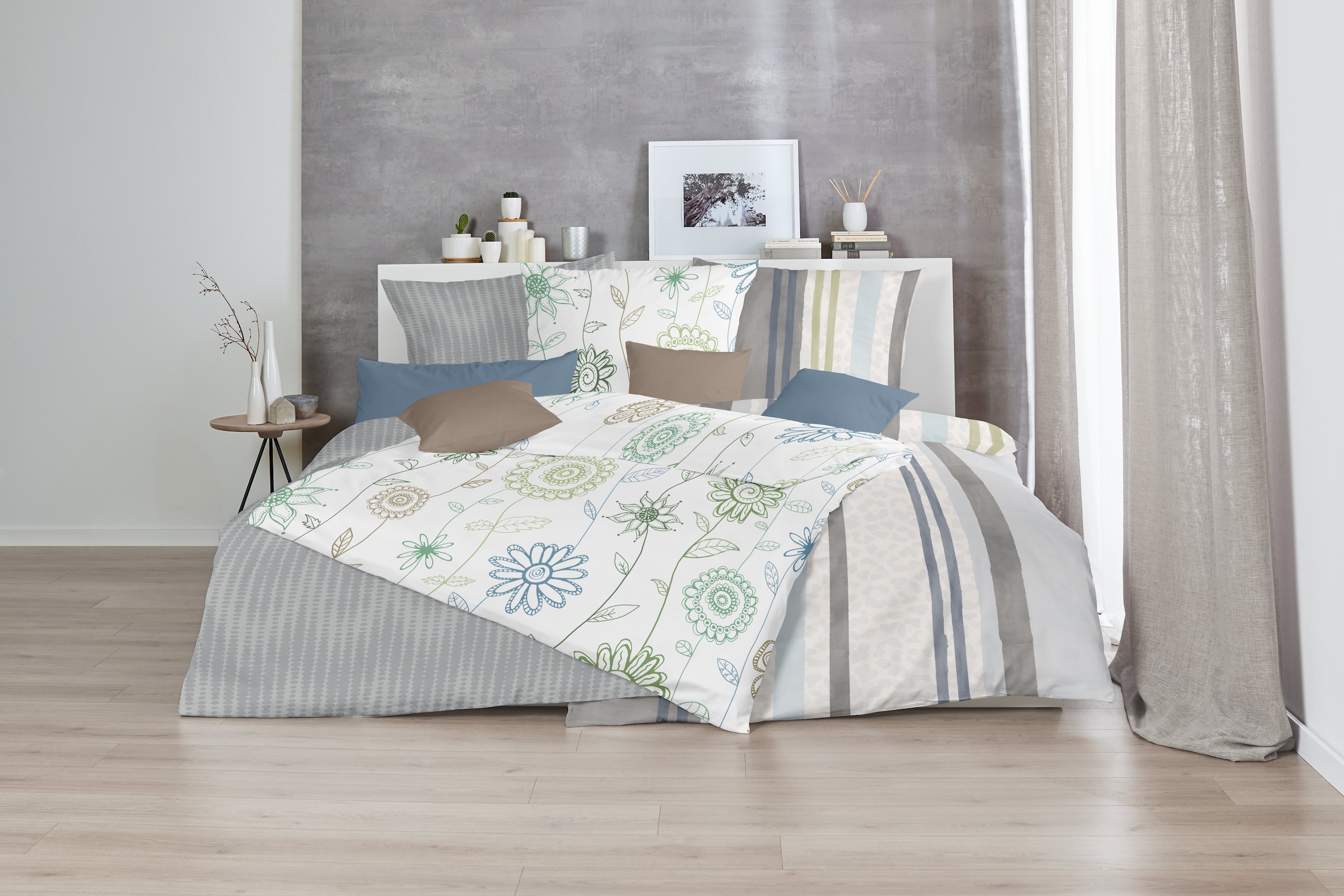 Primera Linge de lit »Feinbiber-Bettwäsche Frida« 2 cuis avec motif floral joyeux
