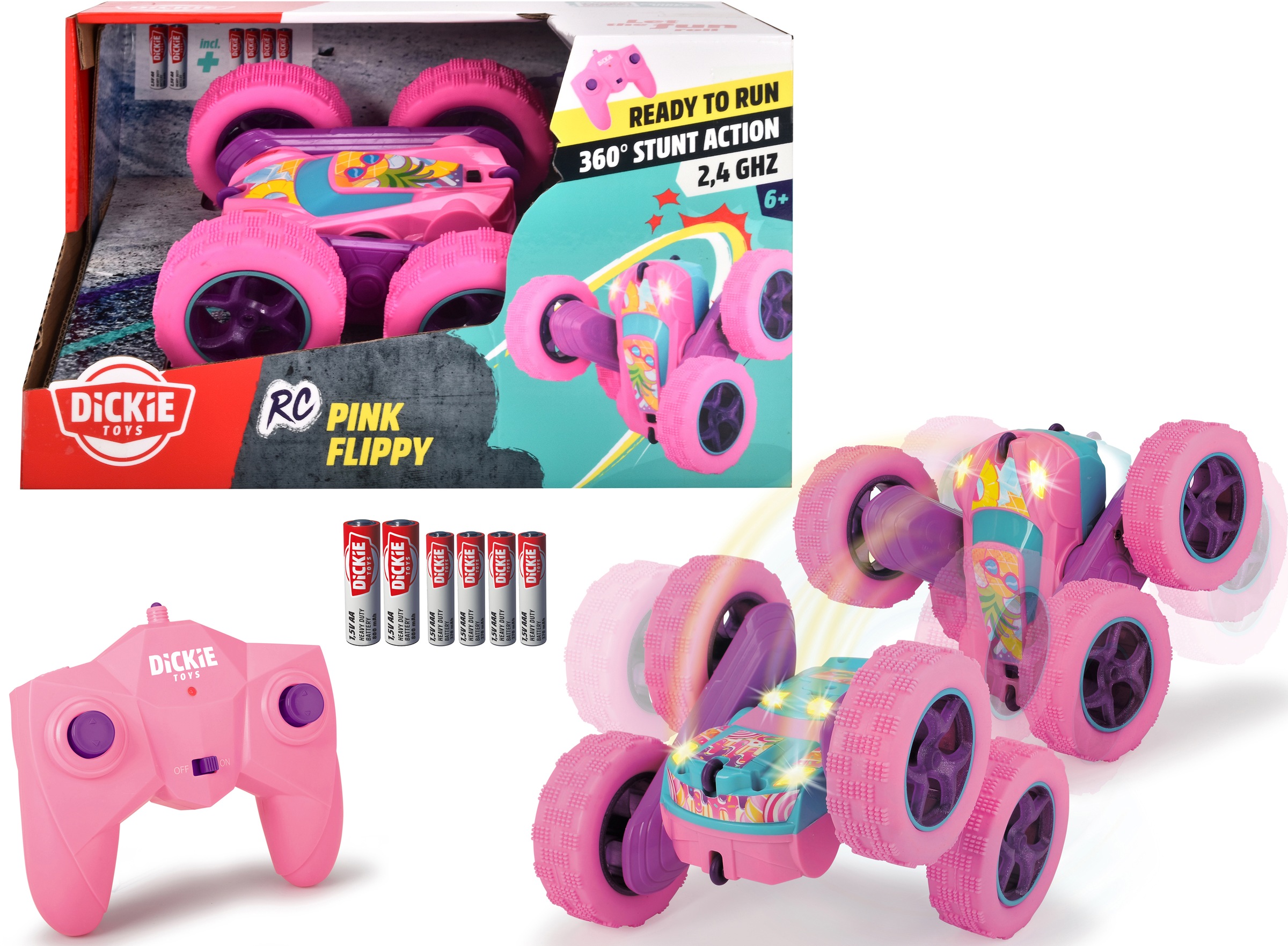Image of Dickie Toys RC-Monstertruck »Pink Flippy; 2,4 GHz«, mit Licht, Rotations- und Flip-Funktion bei Ackermann Versand Schweiz