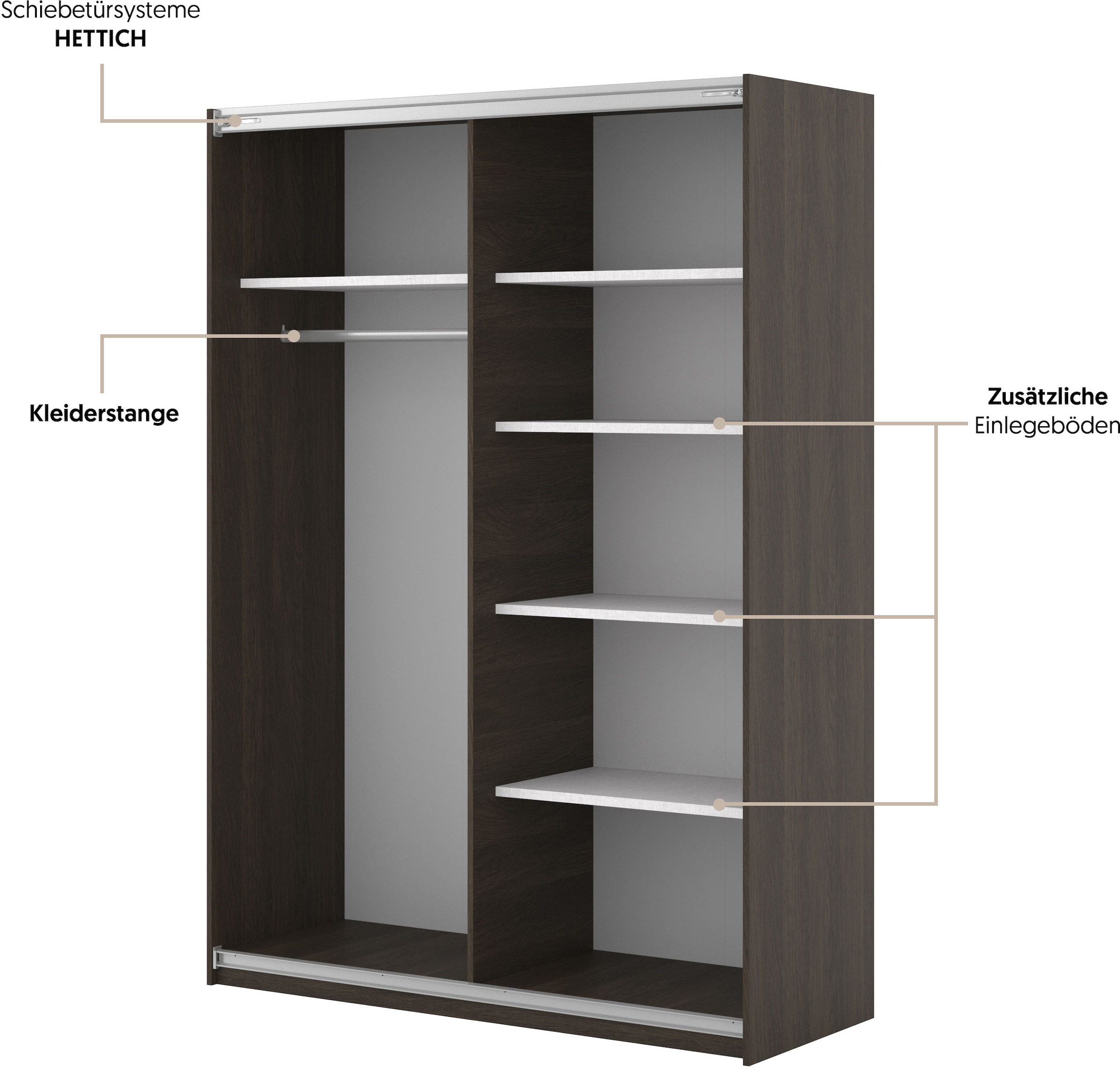 Home affaire Schwebetürenschrank »Niva, Garderobenschrank incl.kompletter Innenausstattung« Moderner Kleiderschrank, Schiebetürenschrank, Lamellen, Wäscheschrank