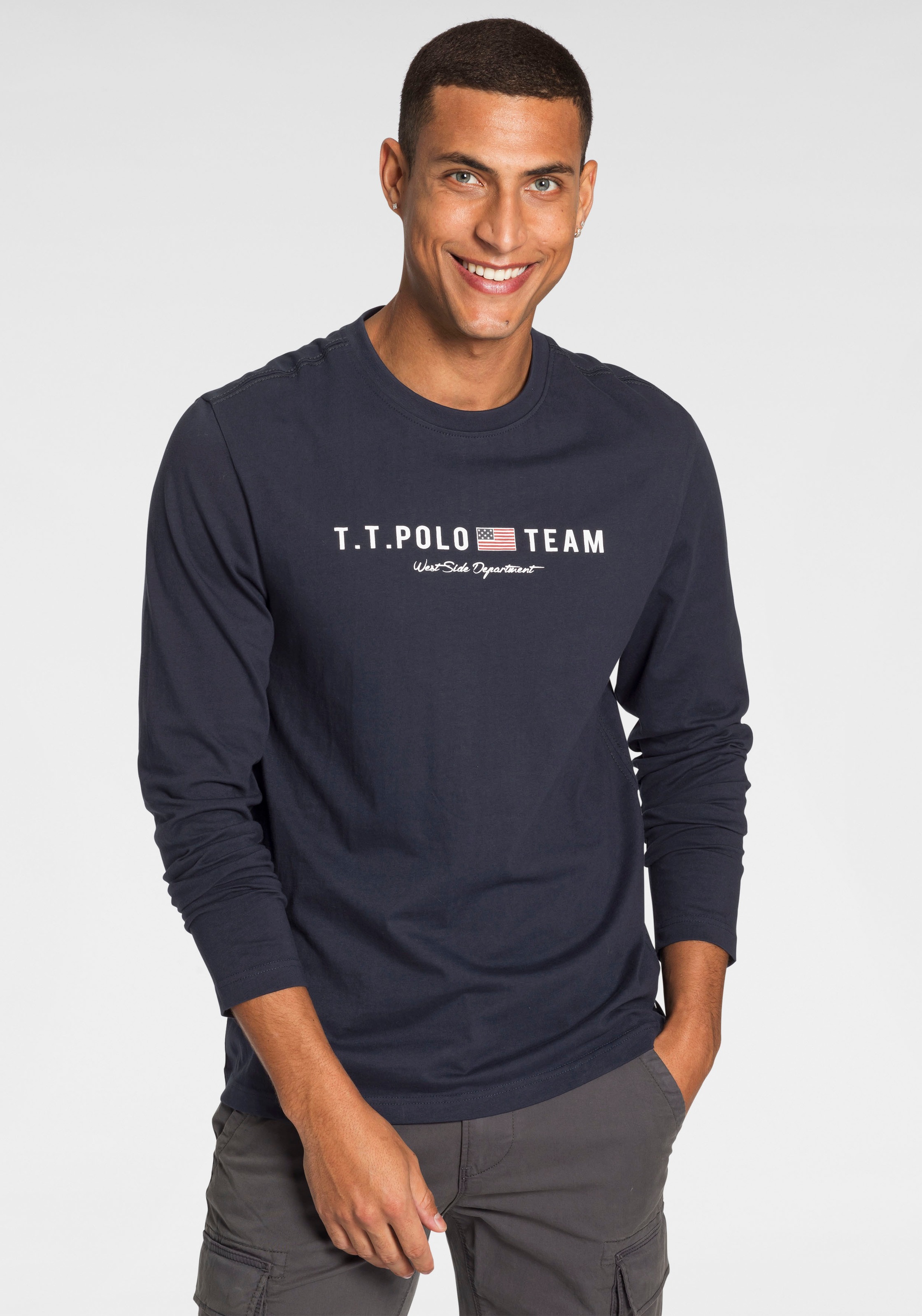 Image of TOM TAILOR Polo Team Langarmshirt, mit Logoschriftzug bei Ackermann Versand Schweiz