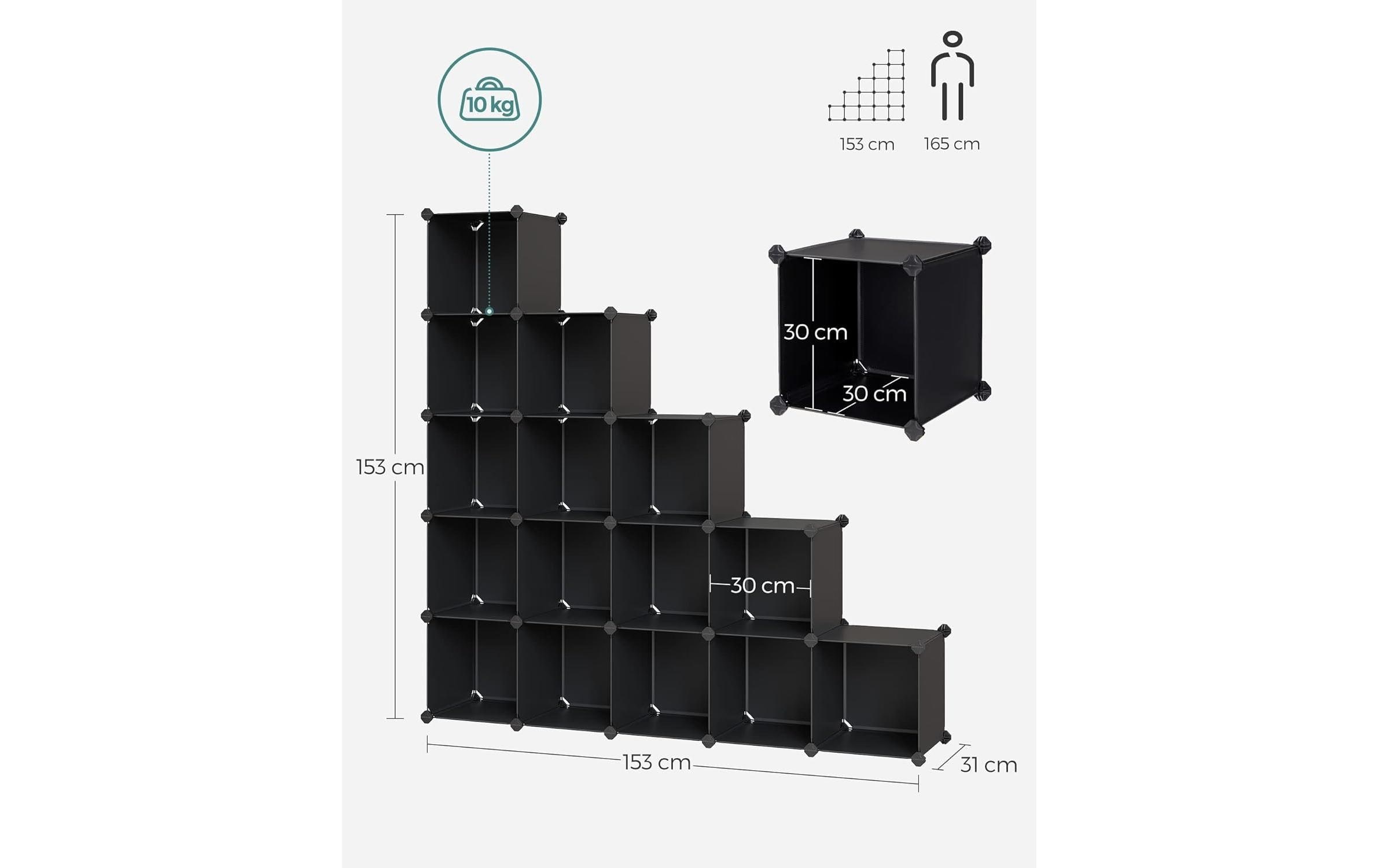 SONGMICS Étagère »zum Zusammenstecken« Système de rangement modulaire avec 16 compartiments