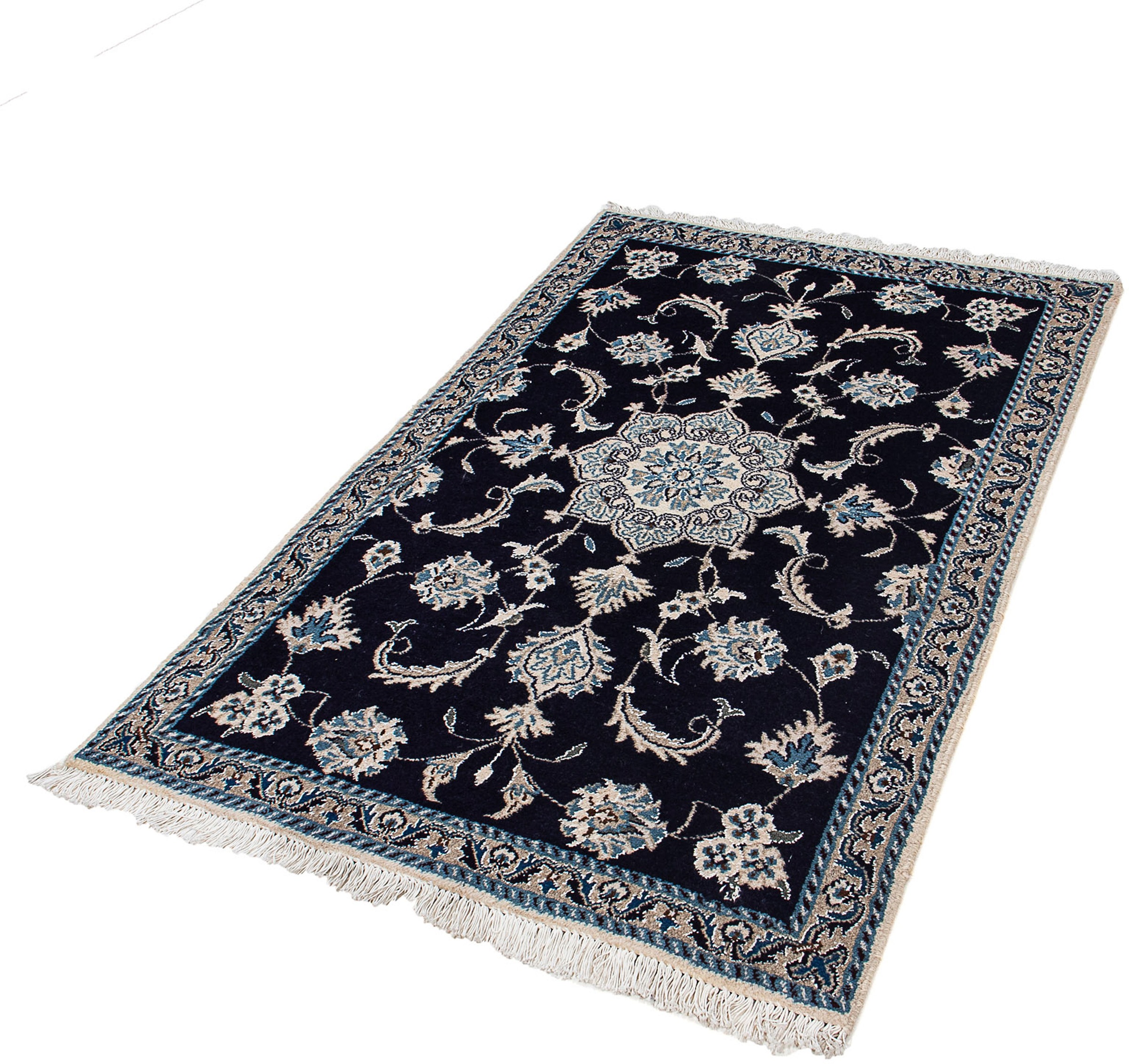 Image of morgenland Orientteppich »Perser - Nain - 140 x 88 cm - dunkelblau«, rechteckig, 10 mm Höhe, Wohnzimmer, Handgeknüpft, Einzelstück mit Zertifikat bei Ackermann Versand Schweiz