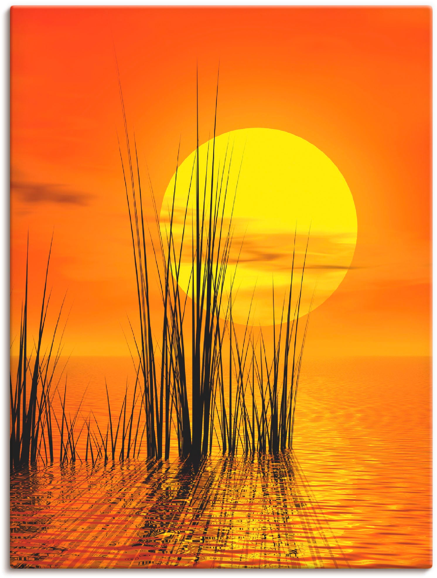 Artland Wandbild »Sonnenuntergang mit Schilf«, Sonnenaufgang & -untergang,  (1 St.), als Leinwandbild, Wandaufkleber oder Poster in versch. Grössen  jetzt kaufen