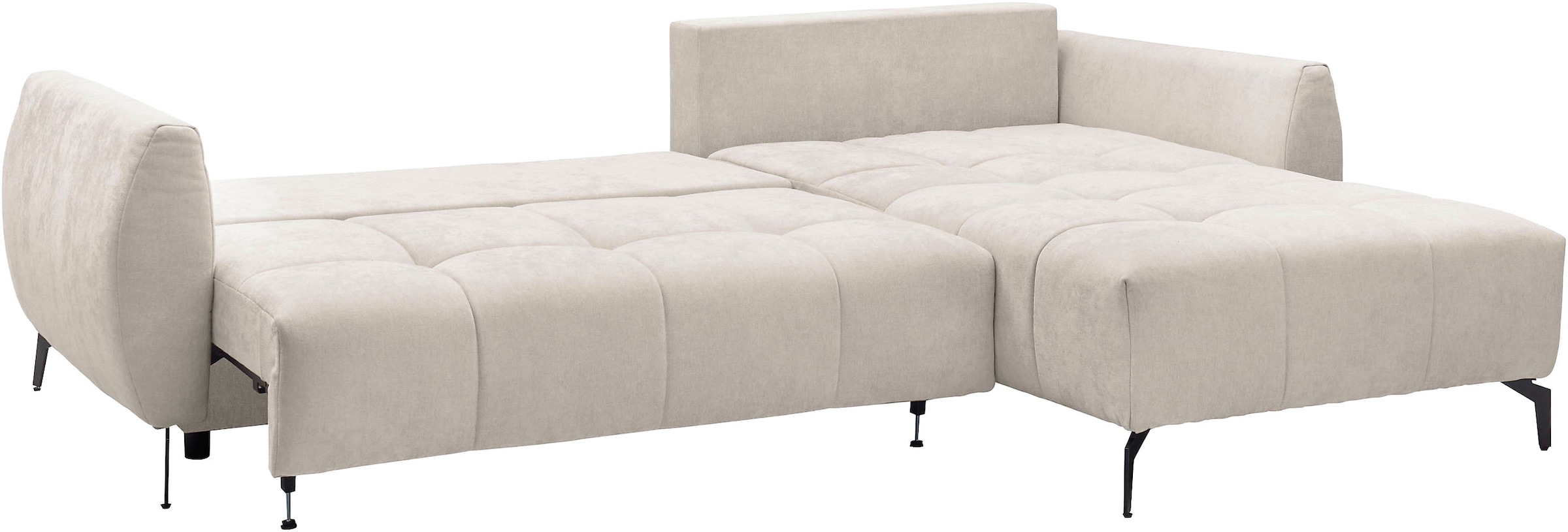 GOODproduct Canapé d'angle »JINNIE Chenille, L-Form, Polsterecke m. Schlaffunktion« Chauffeuse montage à gauche/droite, en tissu tissé ou chenille