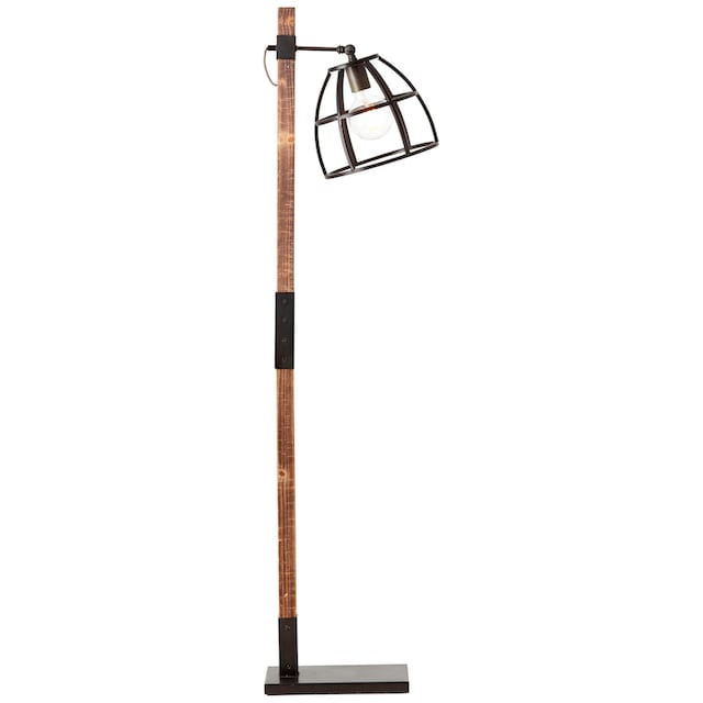 Brilliant Stehlampe »Matrix Wood«, 1 flammig-flammig, 141 cm Höhe, 45 cm  Ausladung, E27, schwenkbar, schwarz Stahl/Holz sans frais de livraison sur