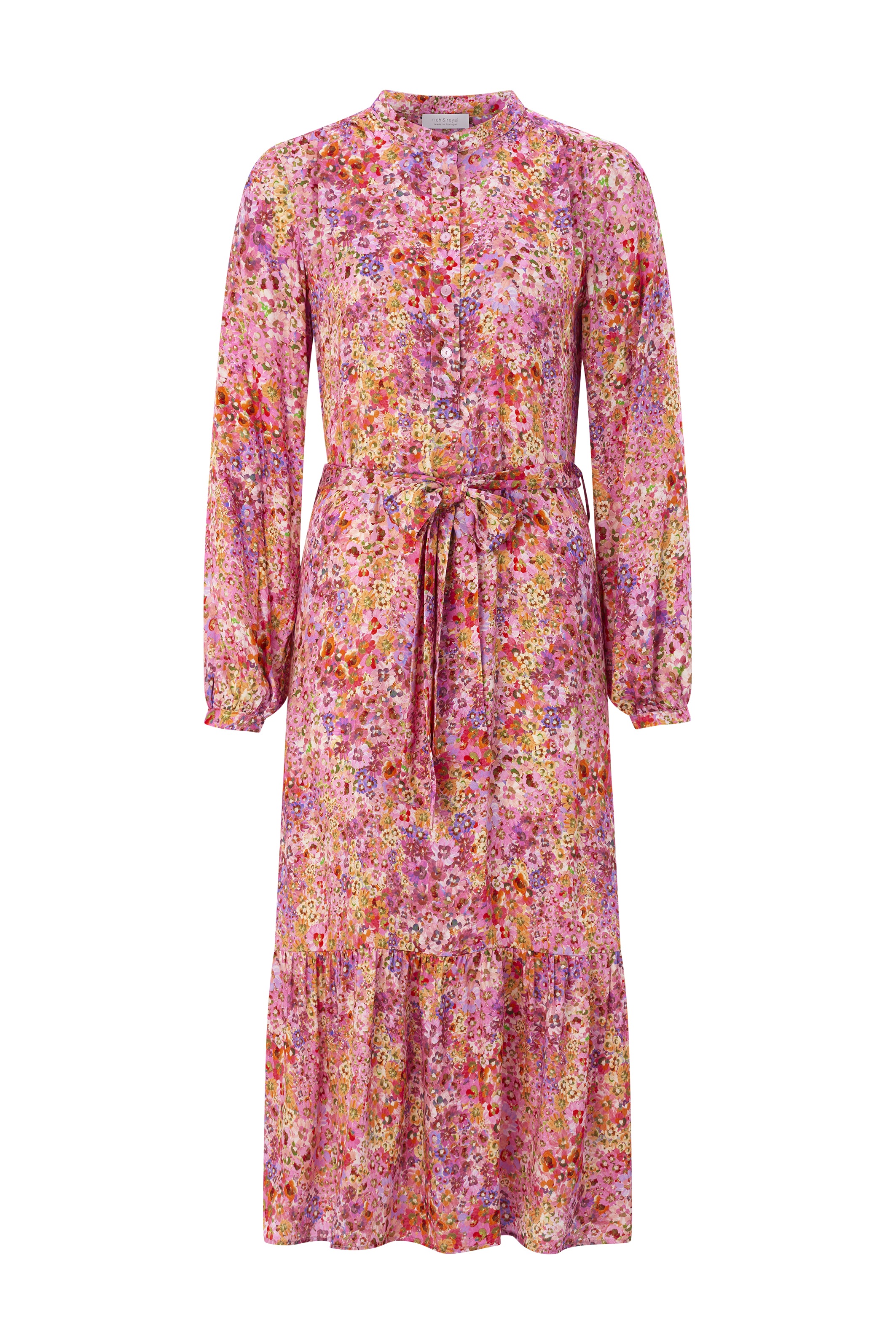 RICHROYAL Druckkleid Blusenkleid mit breitem Bindegürtel, aus Viskose