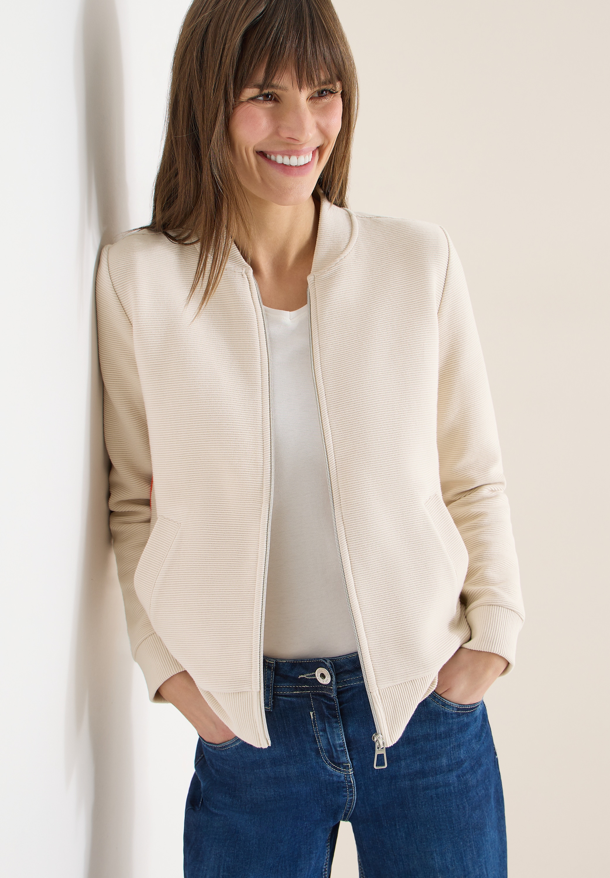 Image of Cecil Sweatjacke mit feiner Ottoman-Struktur
