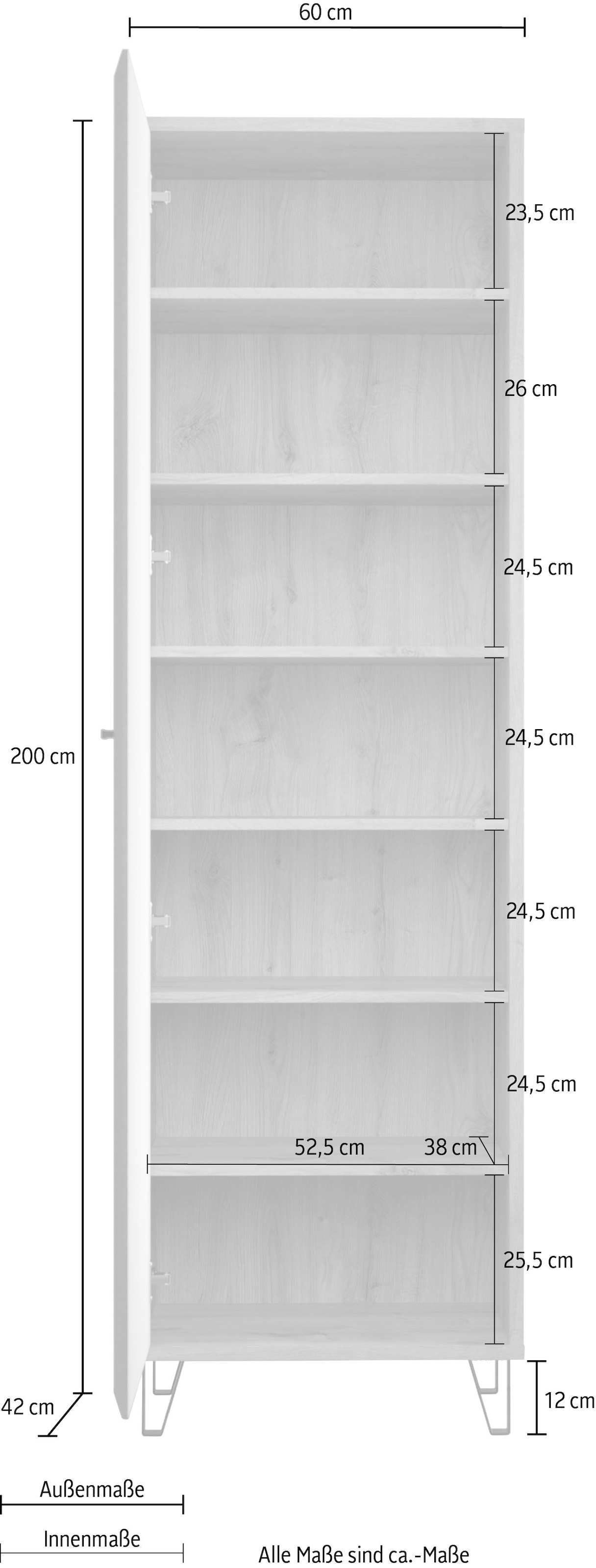 Home affaire Armoire vestiaire »Belva« 1 cuis tlg. Flurschrank mit 5 verstellbaren Böden und ausziehbarer Kleiderstange