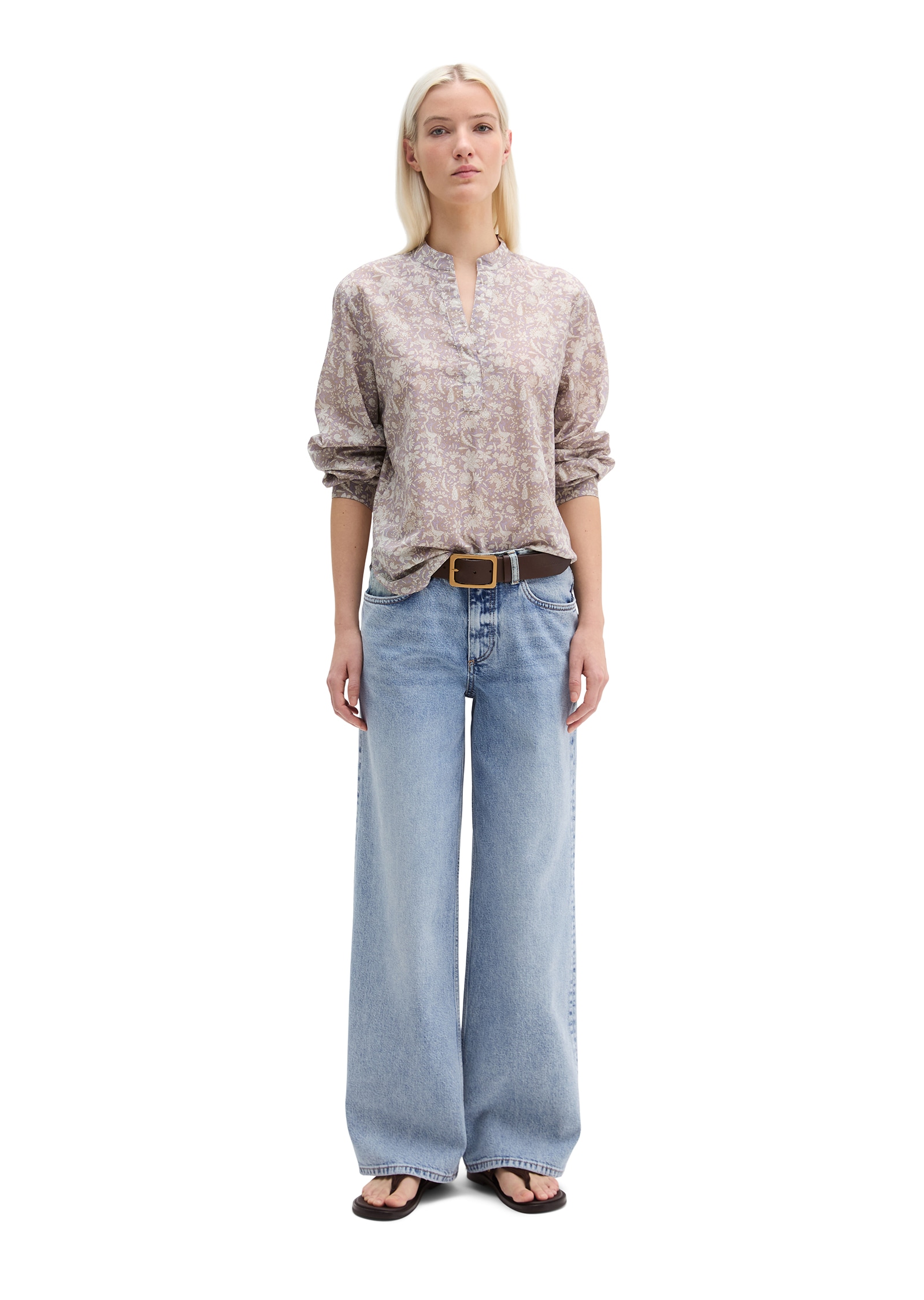 Marc O'Polo Langarmbluse Tunika regular fit aus bedrucktem Baumwoll-Voile