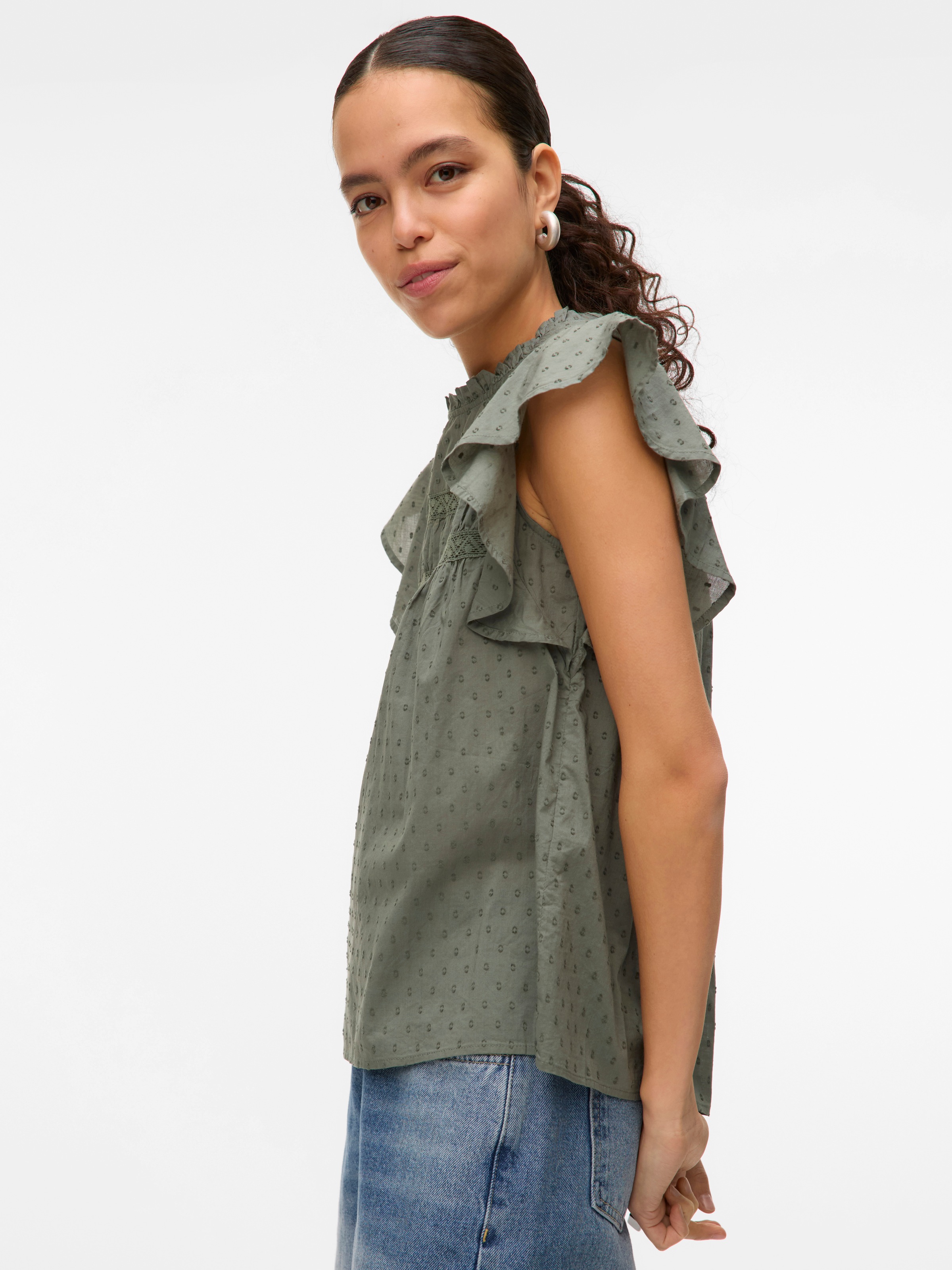 Vero Moda Blusenshirt »VMTRINE SL LACE TOP WVN NOOS«
