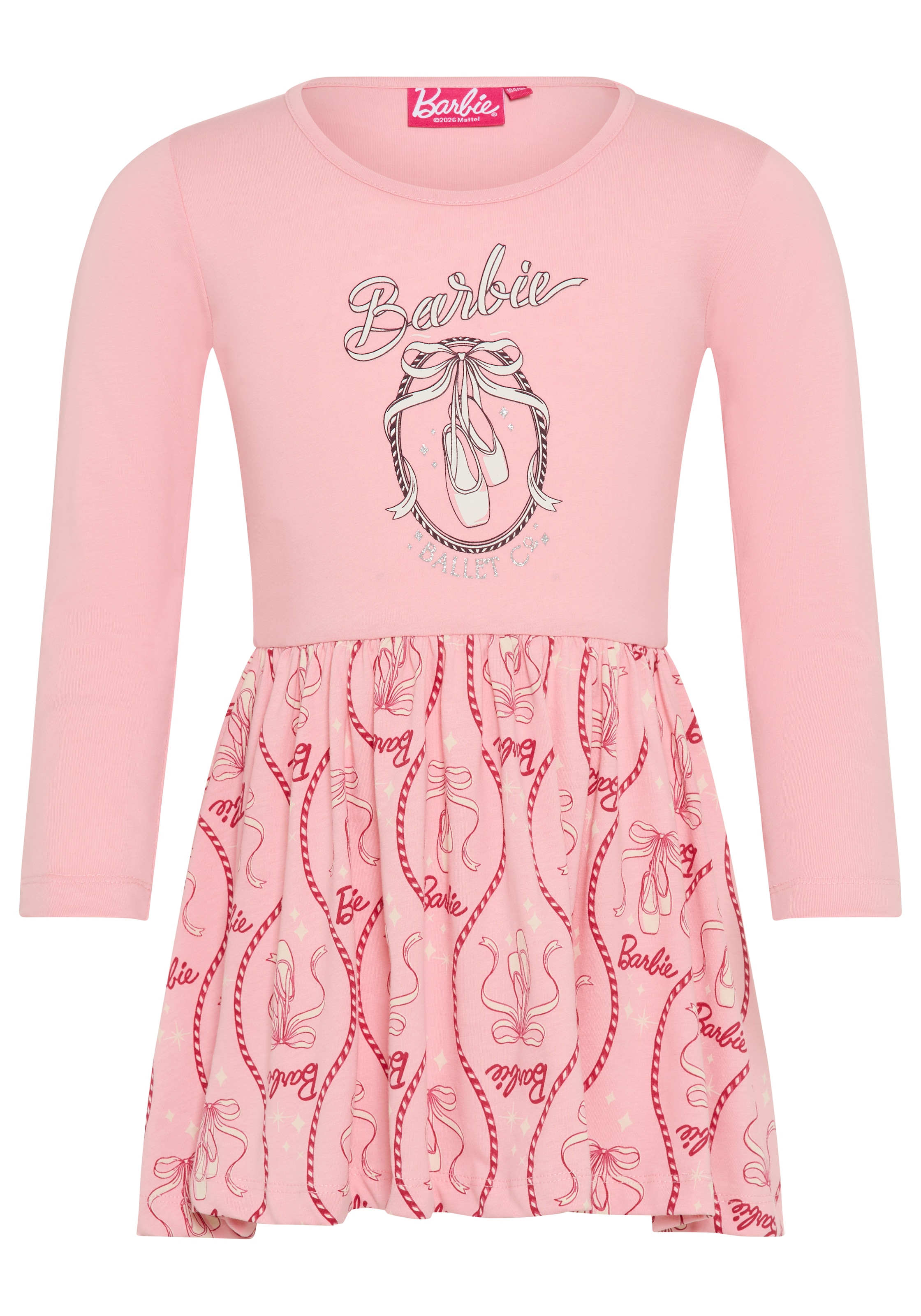 KIDSWORLD Jerseykleid »BARBIE Glitzerdruck Kleid, Mattel« BARBIE Nussknacker Shirtkleid mit Glitzerdruck, kniefrei