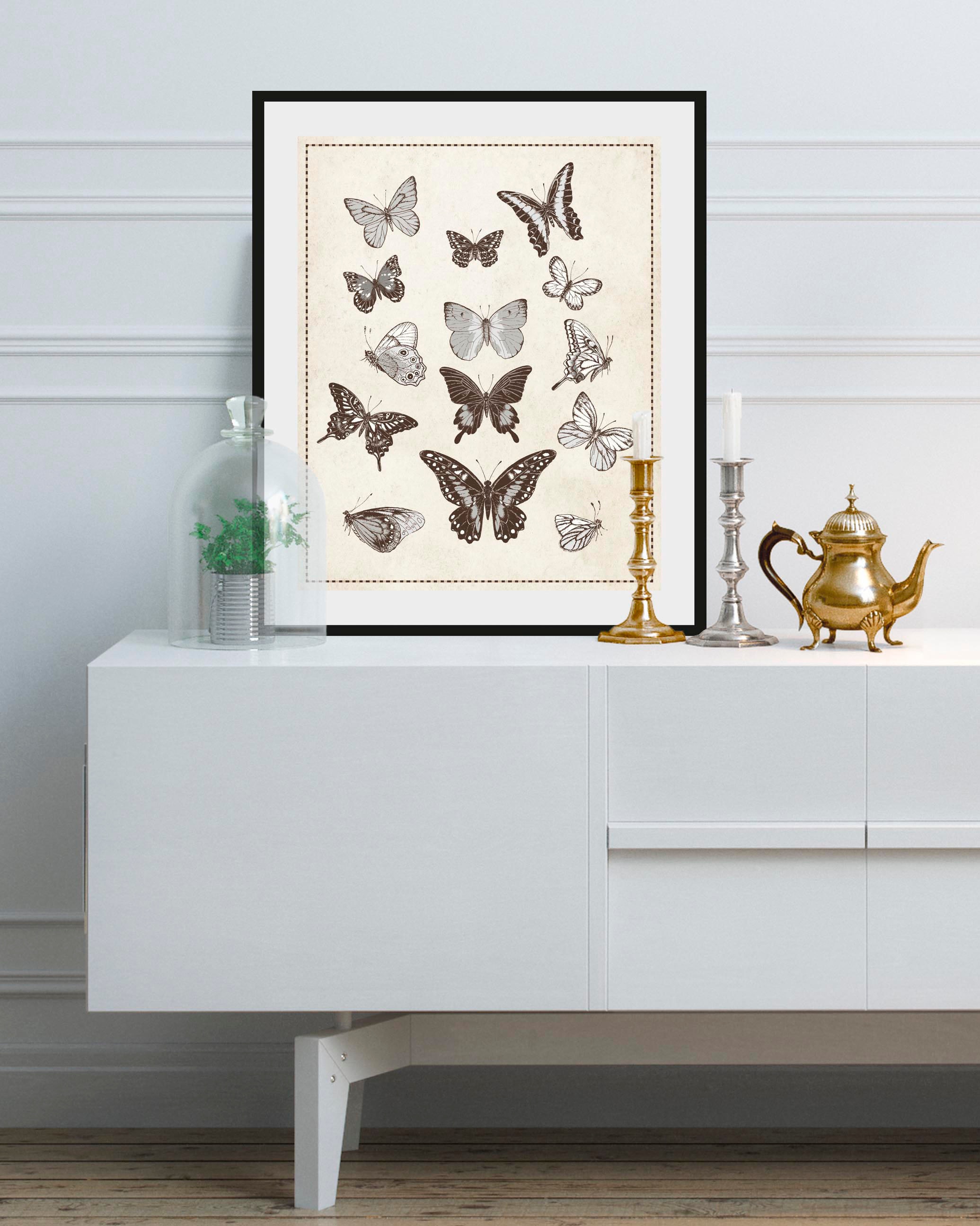 Image of queence Bild "Pamela" Insekten Kunst Schmetterlinge historische Ereignisse 1 Stk. tlg. HD Premium Poster-Druck inkl. Holzrahmen