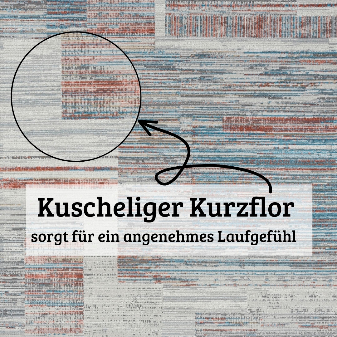 GOODproduct Tapis »Ziven« Rectangulaire 8 mm Höhe Kurzflor, modern bunt pflegeleicht, Hoch Tief, Wohnzimmer