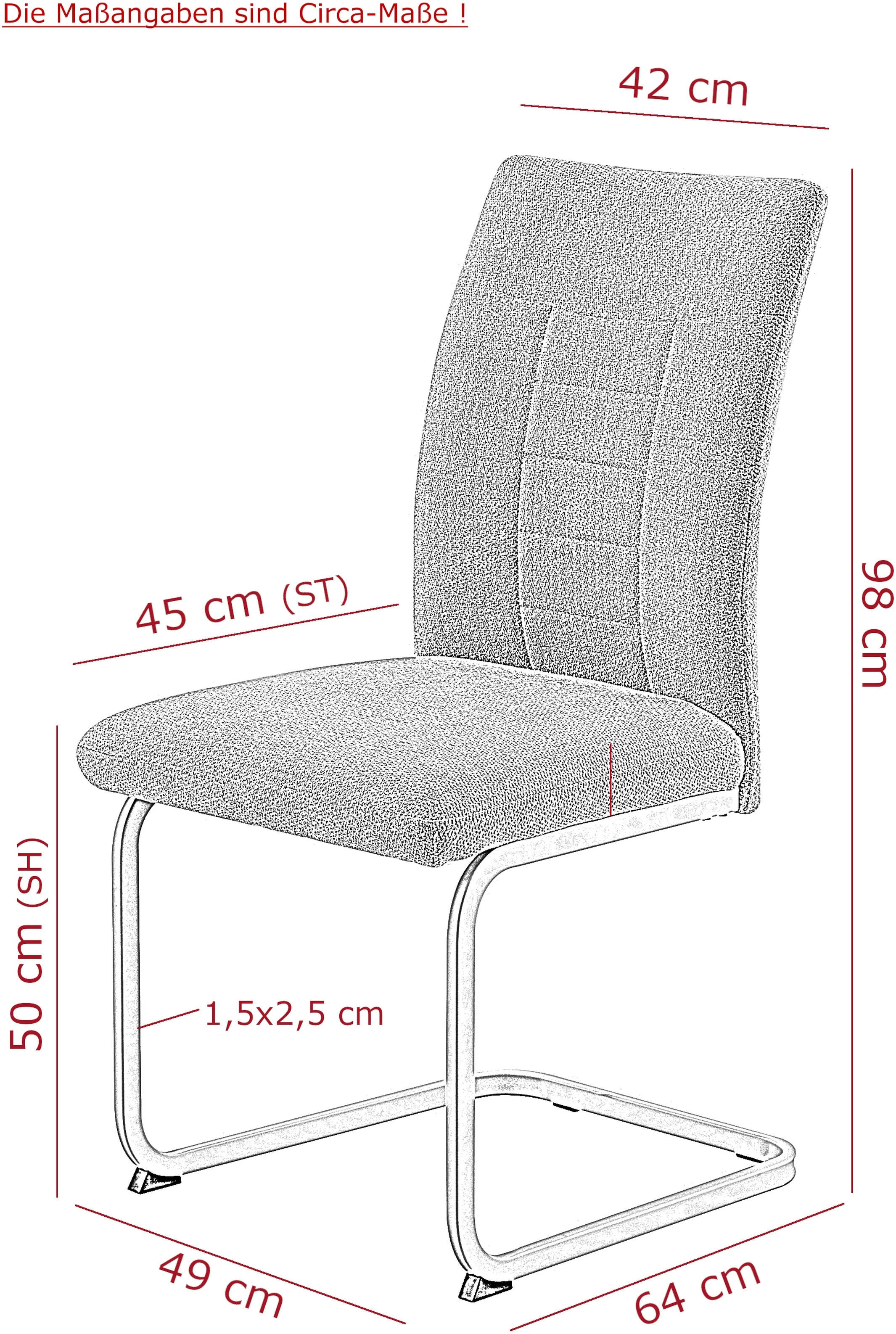 HELA Chaise cantilever »AUGUSTA« (Ensemble) 2 cuisbalançoire, largeur d'assise XL, suspension à ressorts ondulés, charge max. 140kg