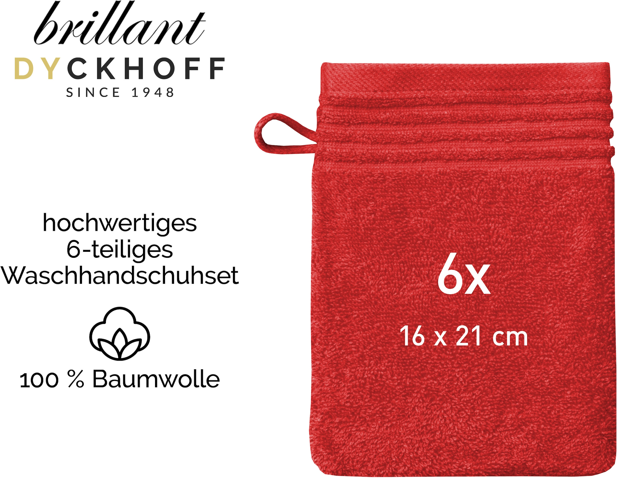 Dyckhoff Gant de toilette »Waschhandschuh-Set BRILLANT 6-tlg., Baumwolle, 550 g/m²« Coton
