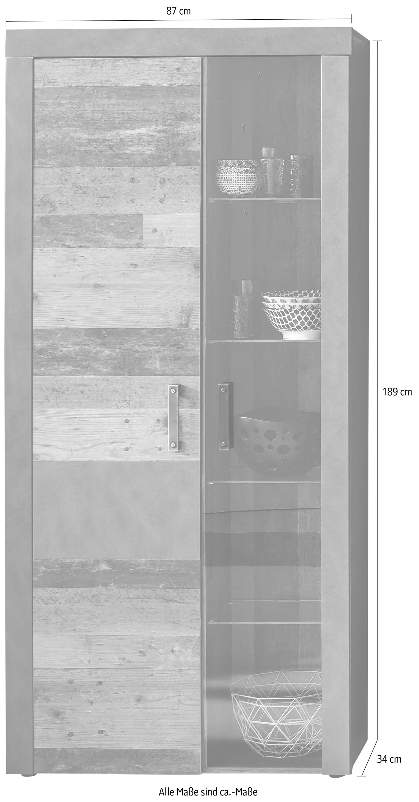 INOSIGN Vitrine »Ilana«, moderner Industrial Style, Beleuchtung optional