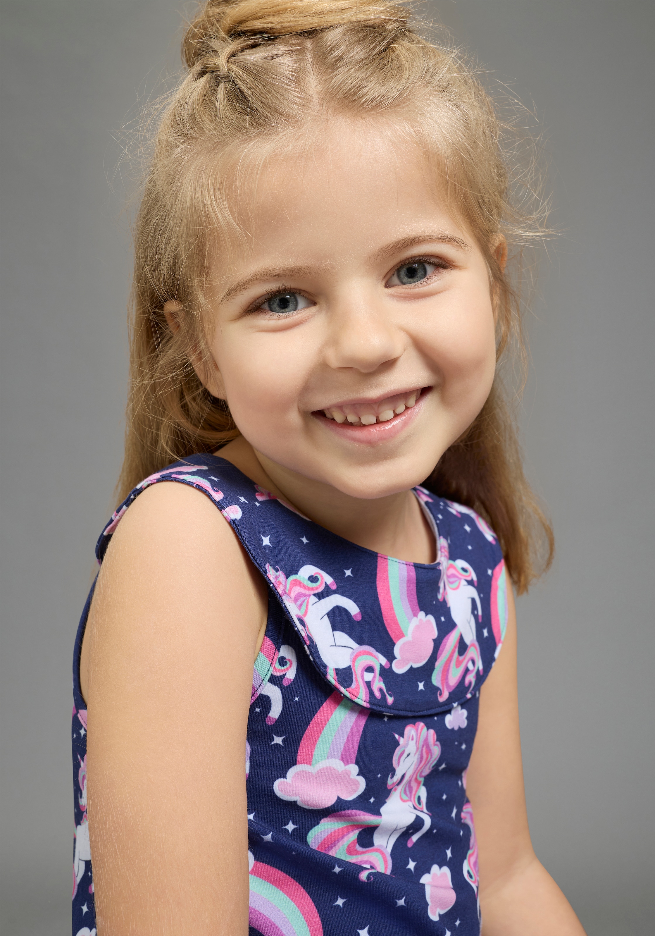 KIDSWORLD Bolero, Kleid & Leggings »2 tlg Set Kleid+Bolero Einhorn« Set, 2, 2 tlg. bedrucktes Design, aus Baumwollmischung, Single Jersey Material