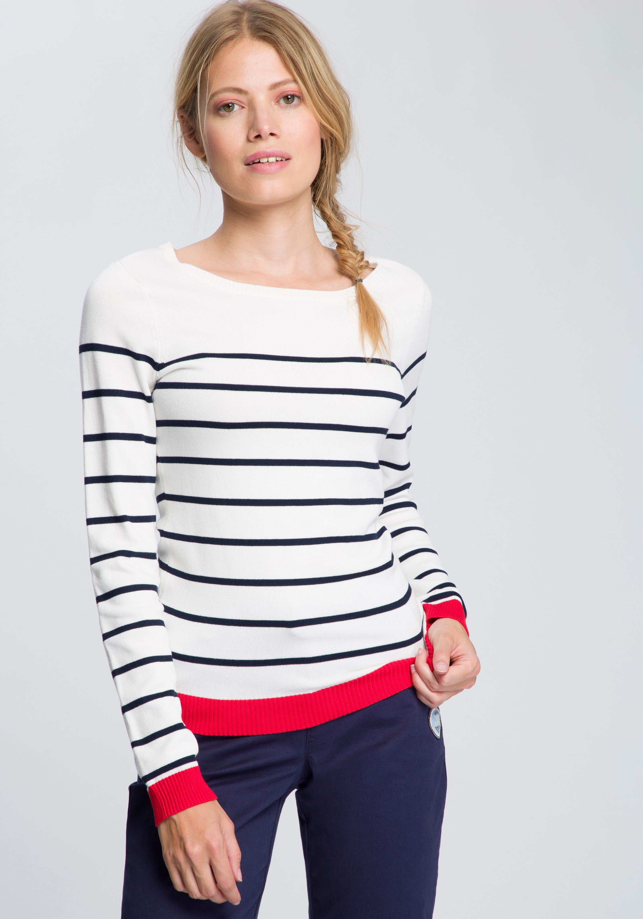 Image of TOM TAILOR Polo Team Rundhalspullover, mit kontrastfarbenen Bündchen bei Ackermann Versand Schweiz