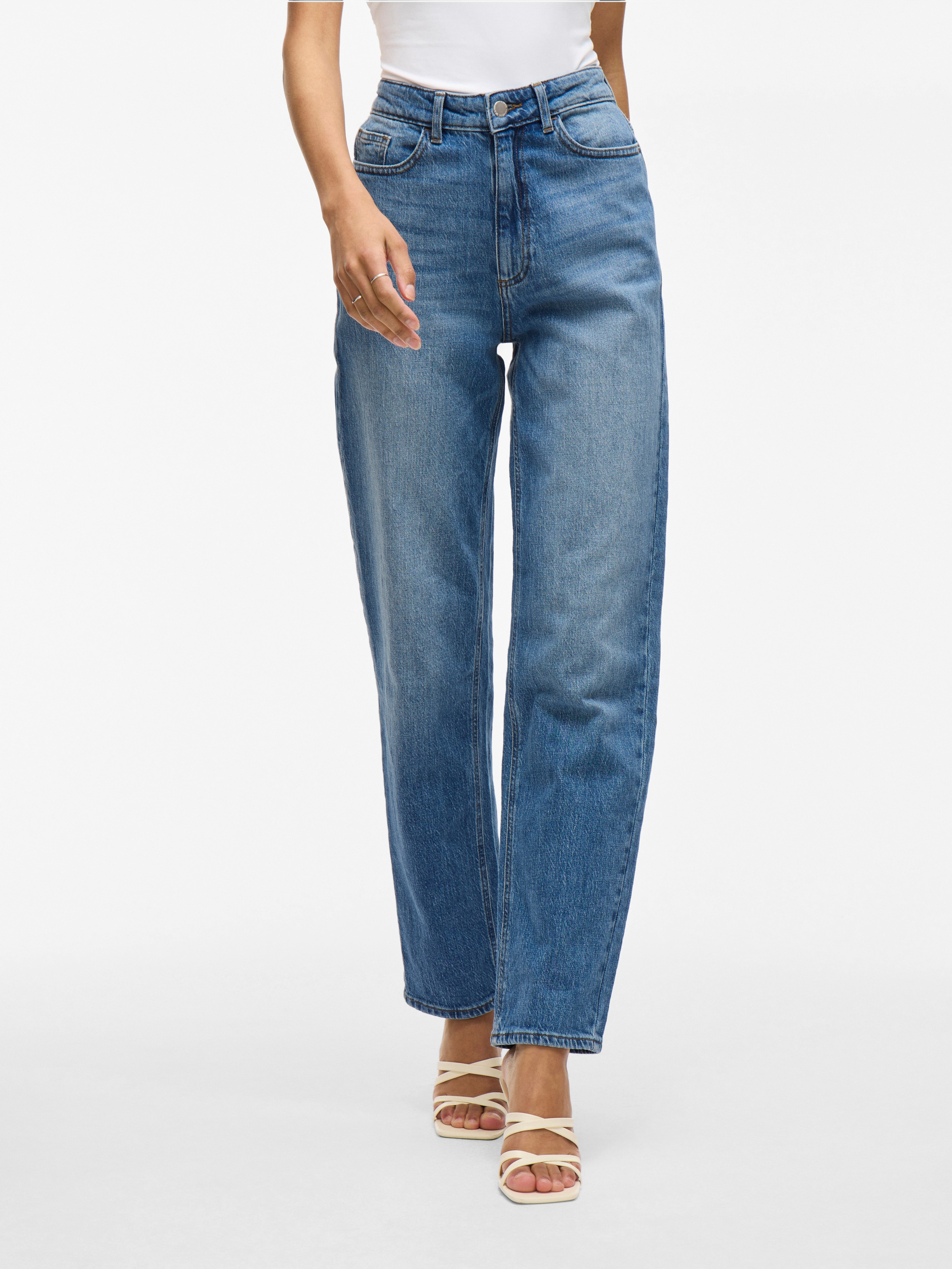 Image of Vila High-waist-Jeans "VIKELLY JAF HW STRAIGHT JEANS-NOOS" Baumwollmischung