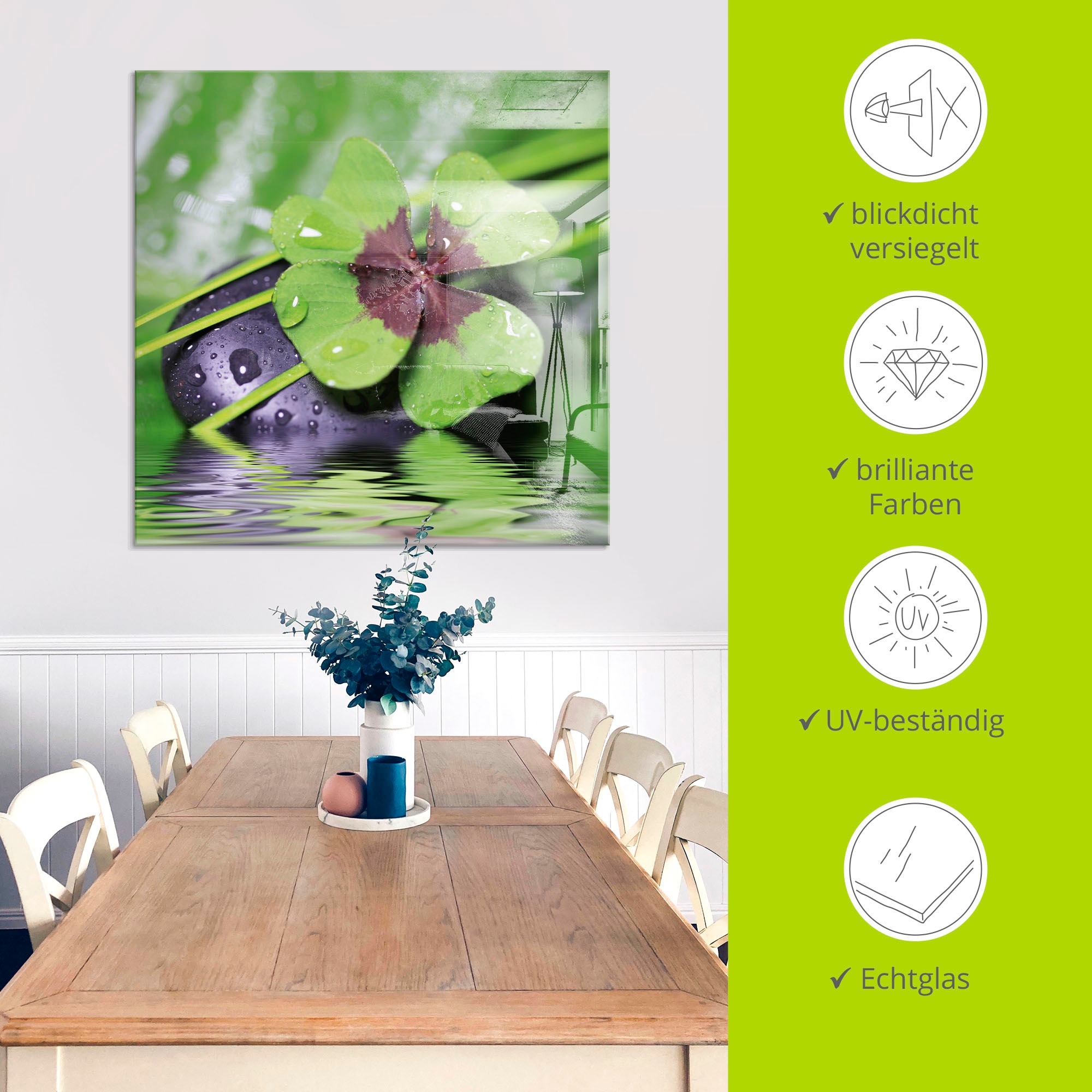 Artland Tableau en verre »Glücksklee... Entspann mal wieder« 1 cuis tlg. in verschiedenen Grössen