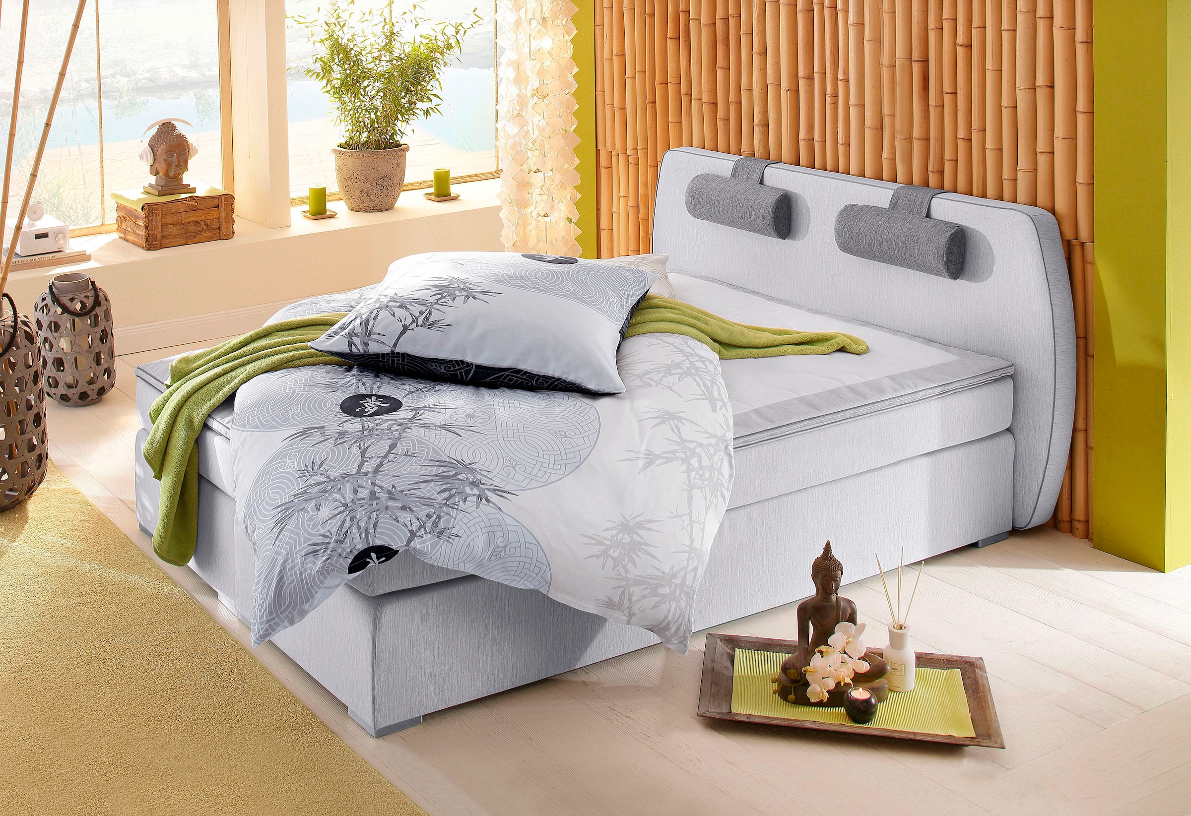 Image of ATLANTIC home collection Boxspringbett "Rex" mit Topper und verstellbaren Nackenkissen