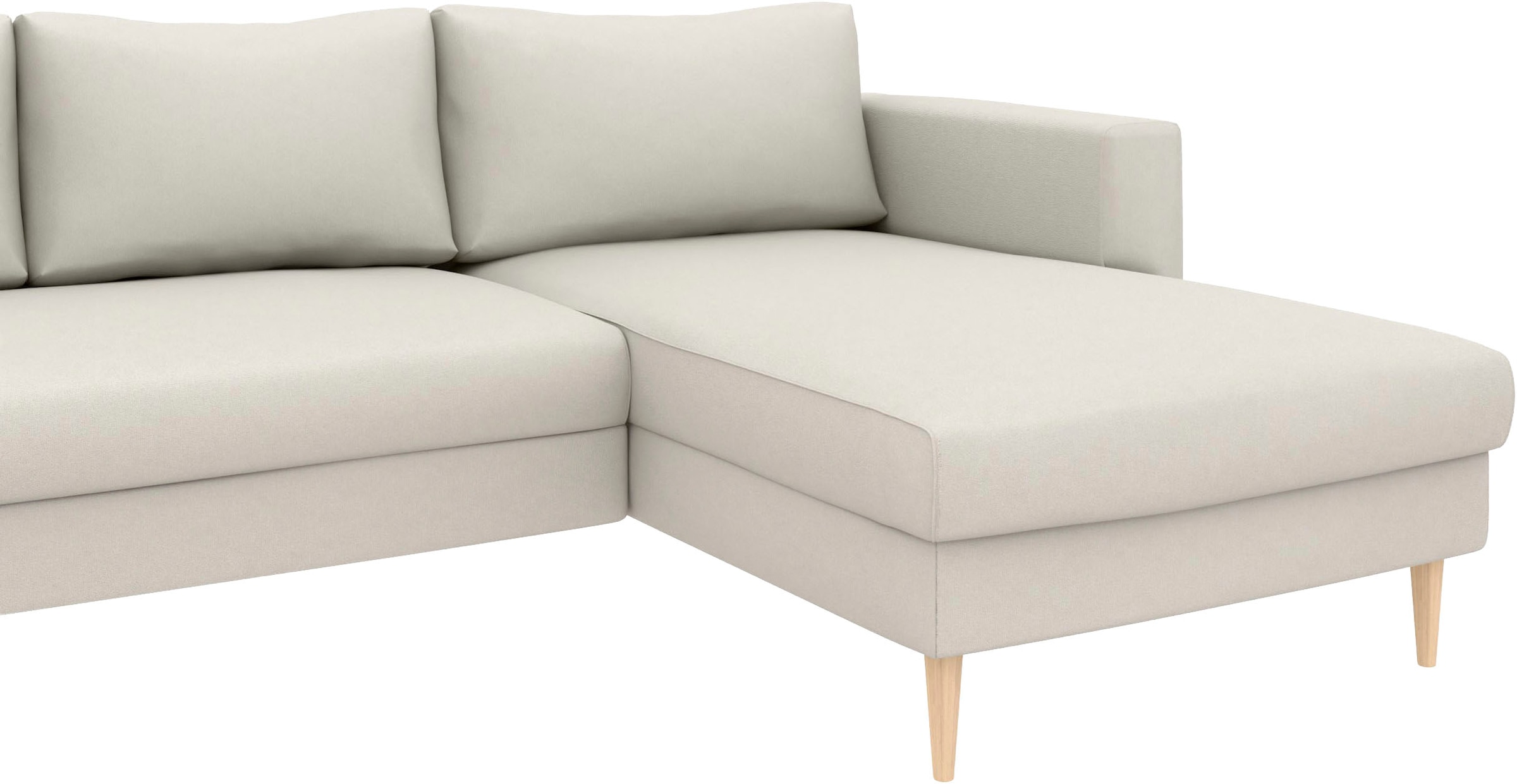 TRENDMANUFAKTUR Paysage de salon »Amazing, wahlw. mit Schlaffunktion & Bettkasten, Fuss Buche lackiert« Sofa in U-Form, in Cord oder Struktur, Breite 305 cm