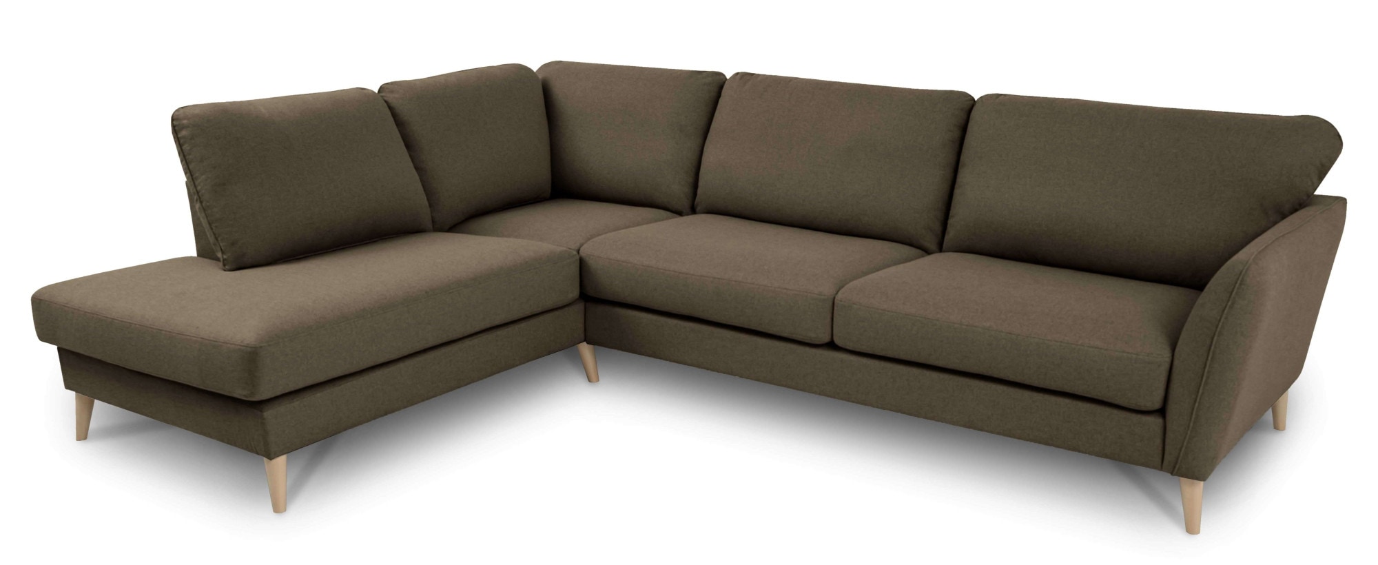 Home affaire Ecksofa »MARSEILLE 278/202 cm, L-Form, Ottom. rechts/links, verschiedene Bezüge«, Massivholzbeine Eiche, Landhausstil, Wellenunterfederung