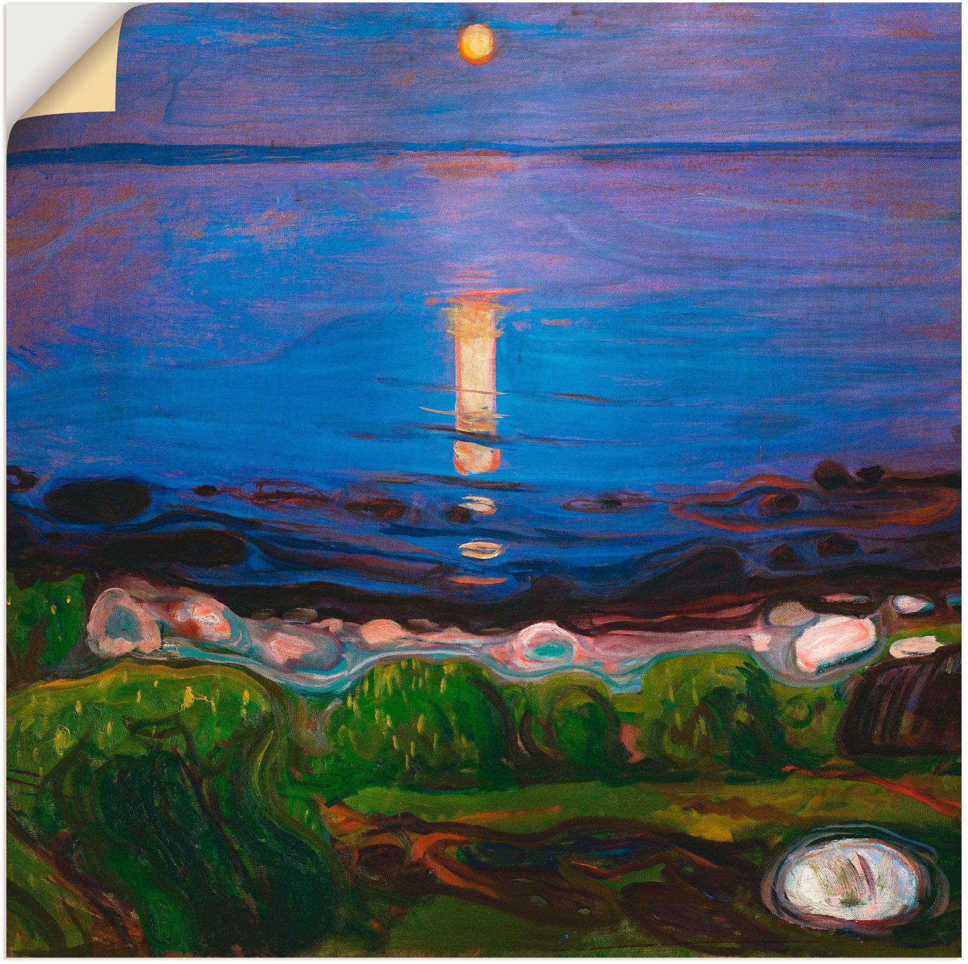 Image of Artland Wandbild »Sommernacht am Meeresstrand.«, Gewässer, (1 St.), in vielen Grössen & Produktarten - Alubild / Outdoorbild für den Aussenbereich, Leinwandbild, Poster, Wandaufkleber / Wandtattoo auch für Badezimmer geeignet bei Ackermann Versand Schweiz