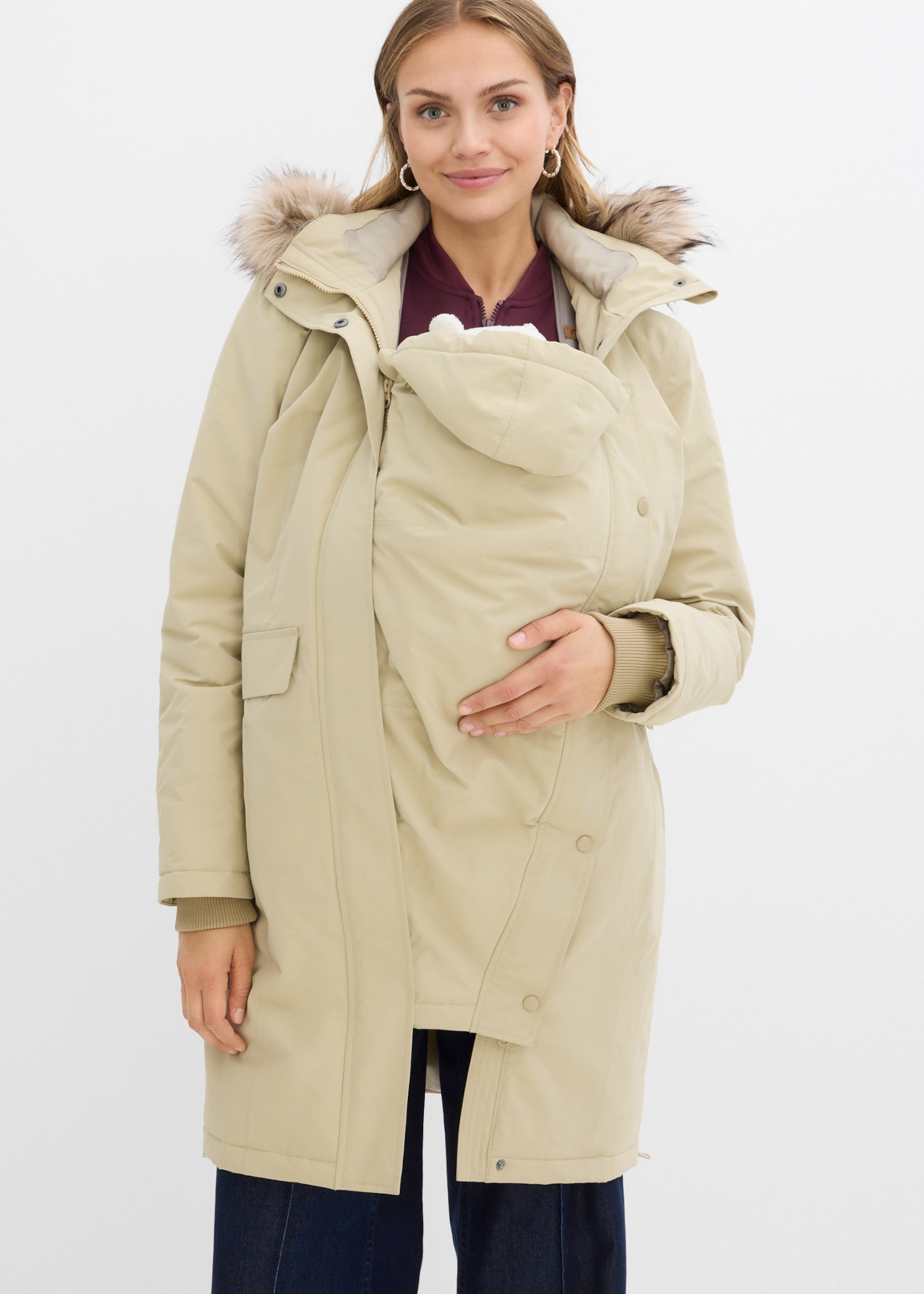 Image of bonprix Umstandsmantel mit abnehmbarem Trageeinsatz, mittelwarm wattiert, bequeme Passform