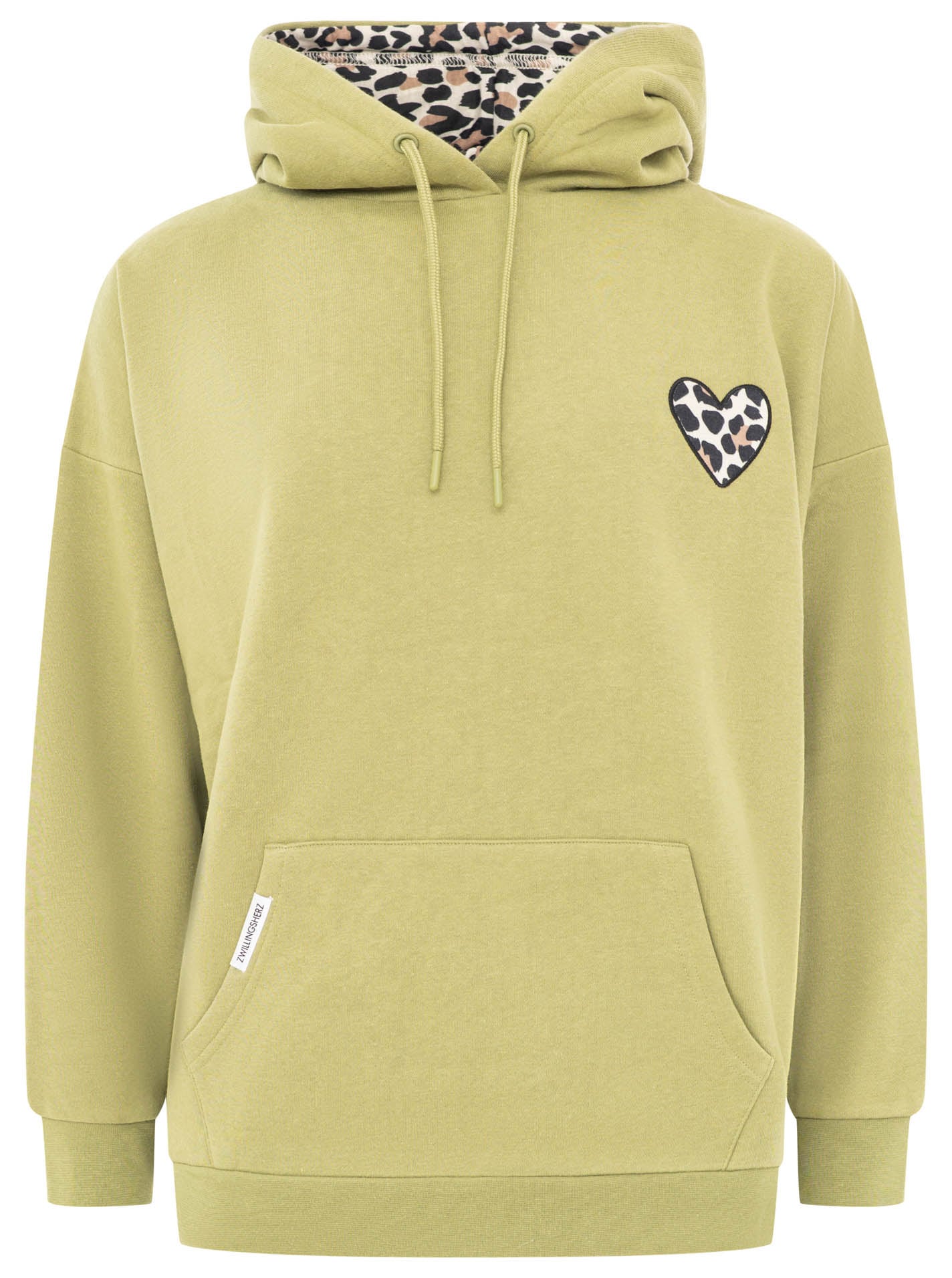 Zwillingsherz Hoodie »"Leo Herz"«, Oversized , Kapuzenfutter und aufgesticktes Herz in Leomuster
