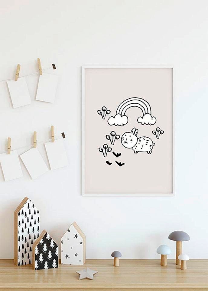 Image of Komar Bild "Scribble Bunny" Tiere 1 Stk. tlg. Wandbild zur Dekoration - ohne Rahmen
